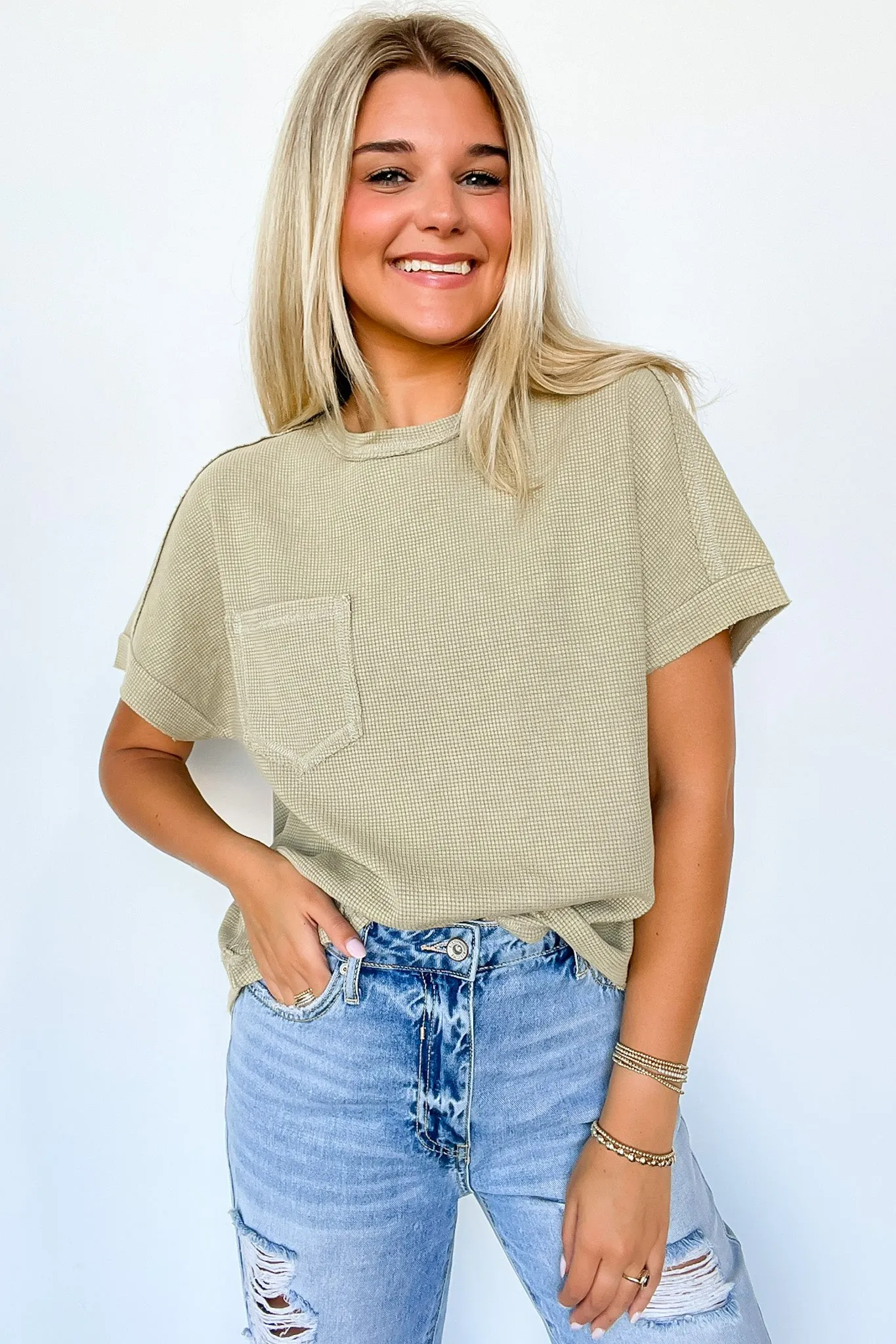 Desi Waffle Knit Pocket Top - FINAL SALE