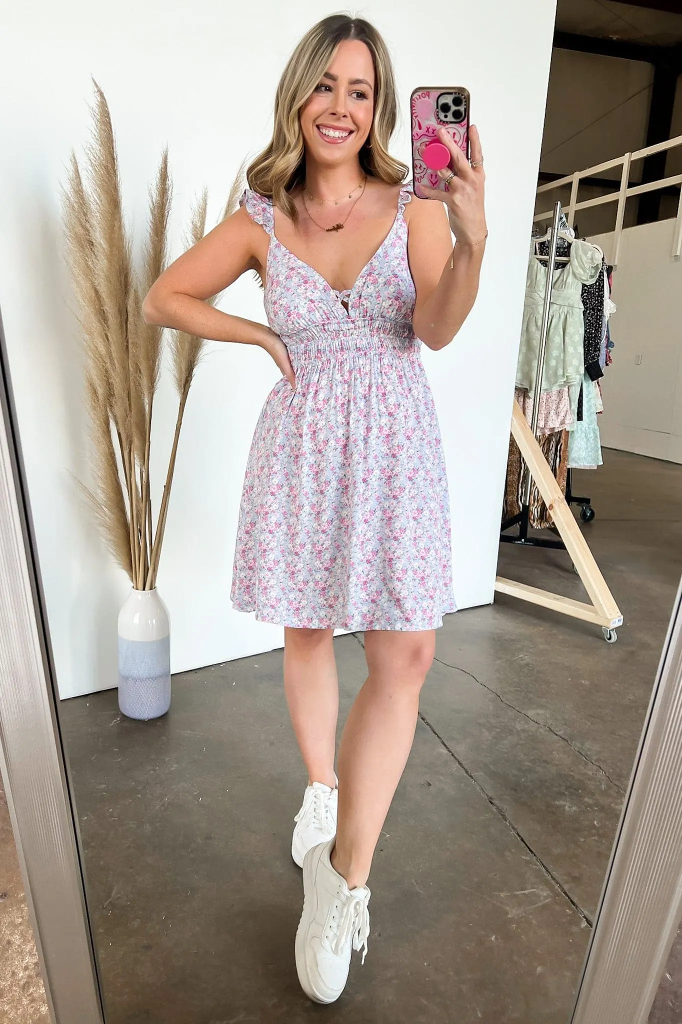 Desti Floral Ruffle Smocked Dress | CURVE - FINAL SALE
