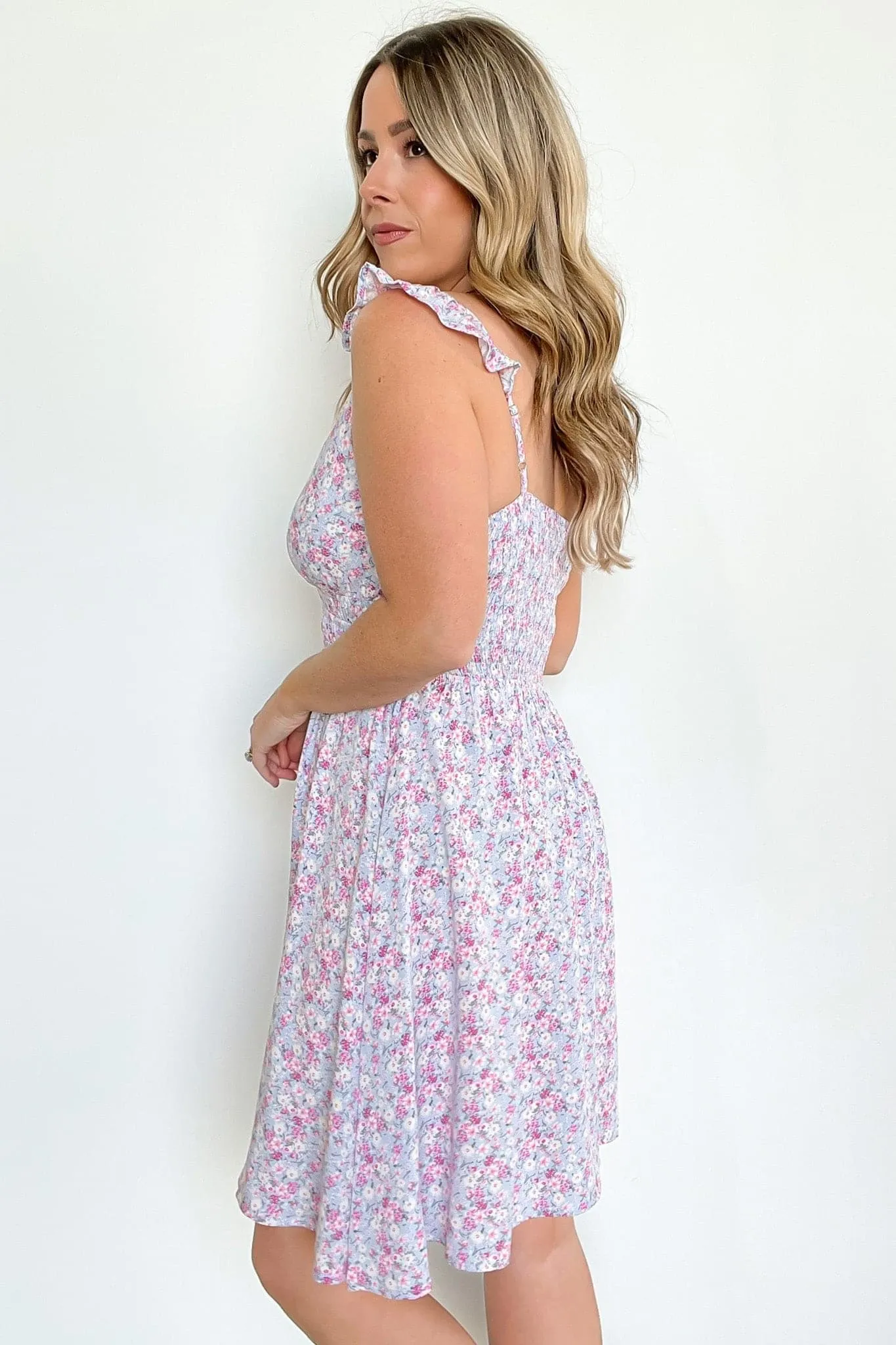 Desti Floral Ruffle Smocked Dress | CURVE - FINAL SALE