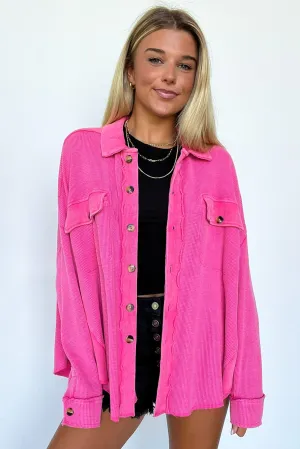 Devynn Mineral Wash Thermal Oversize Shacket - FINAL SALE