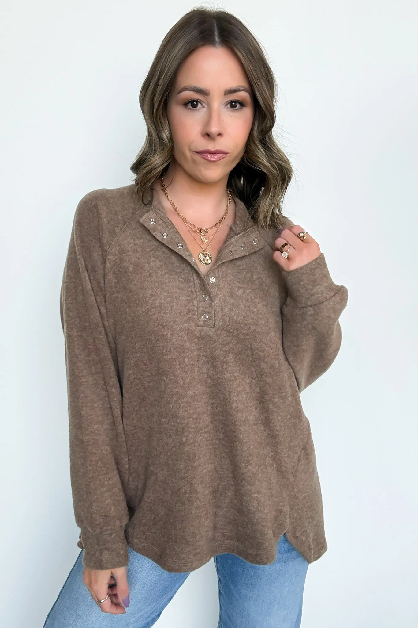 Diannah Brushed Knit Relaxed Henley Top - BACK IN STOCK