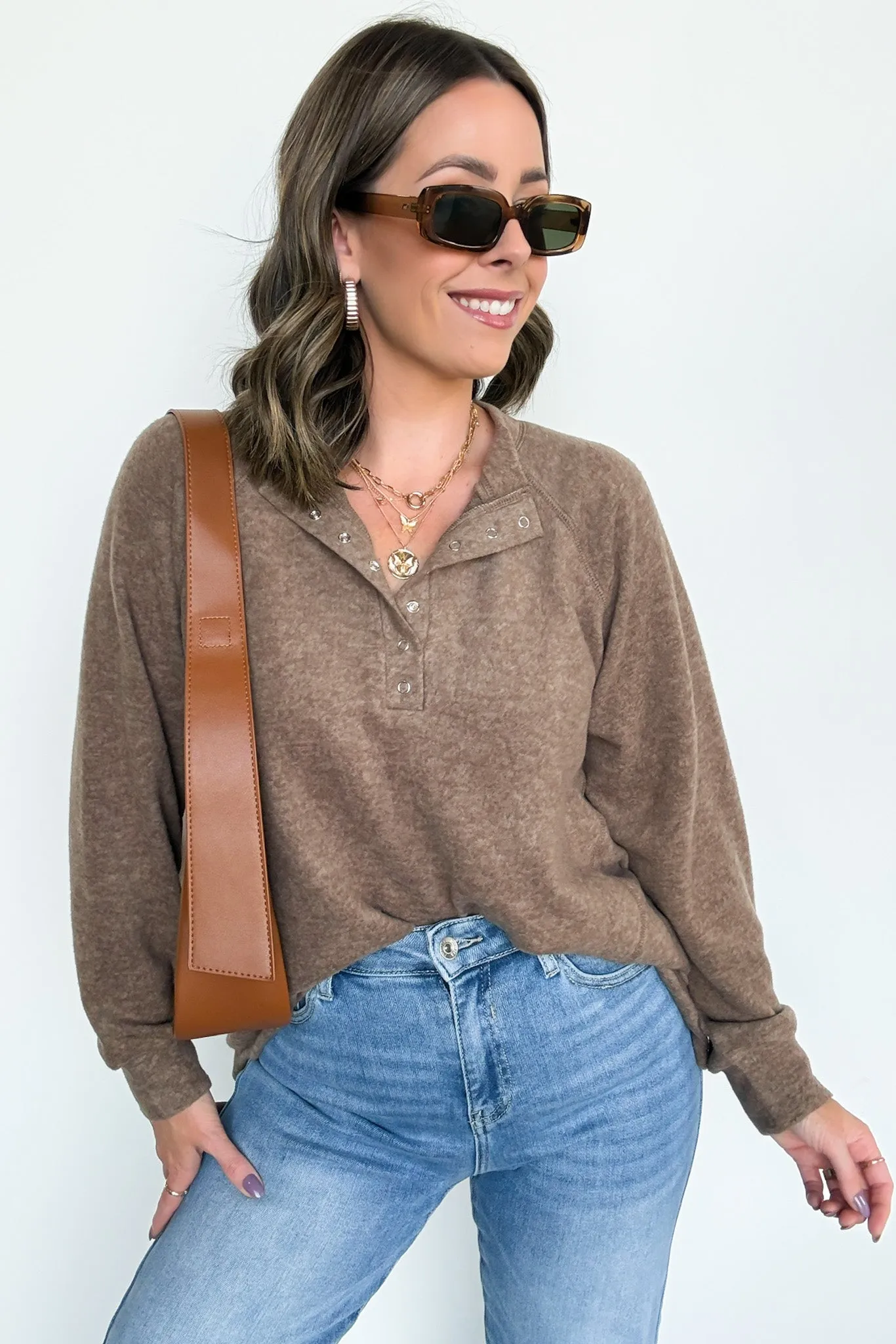 Diannah Brushed Knit Relaxed Henley Top - BACK IN STOCK