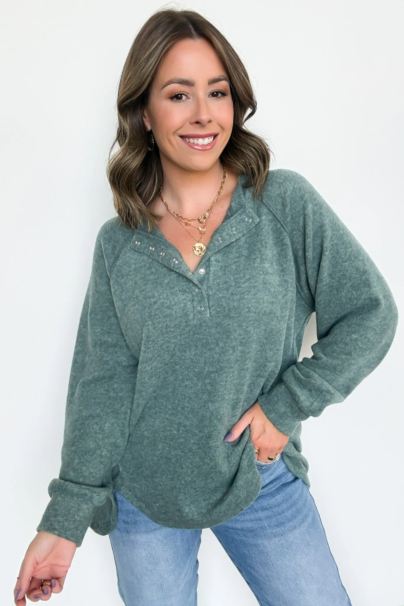 Diannah Brushed Knit Relaxed Henley Top - BACK IN STOCK