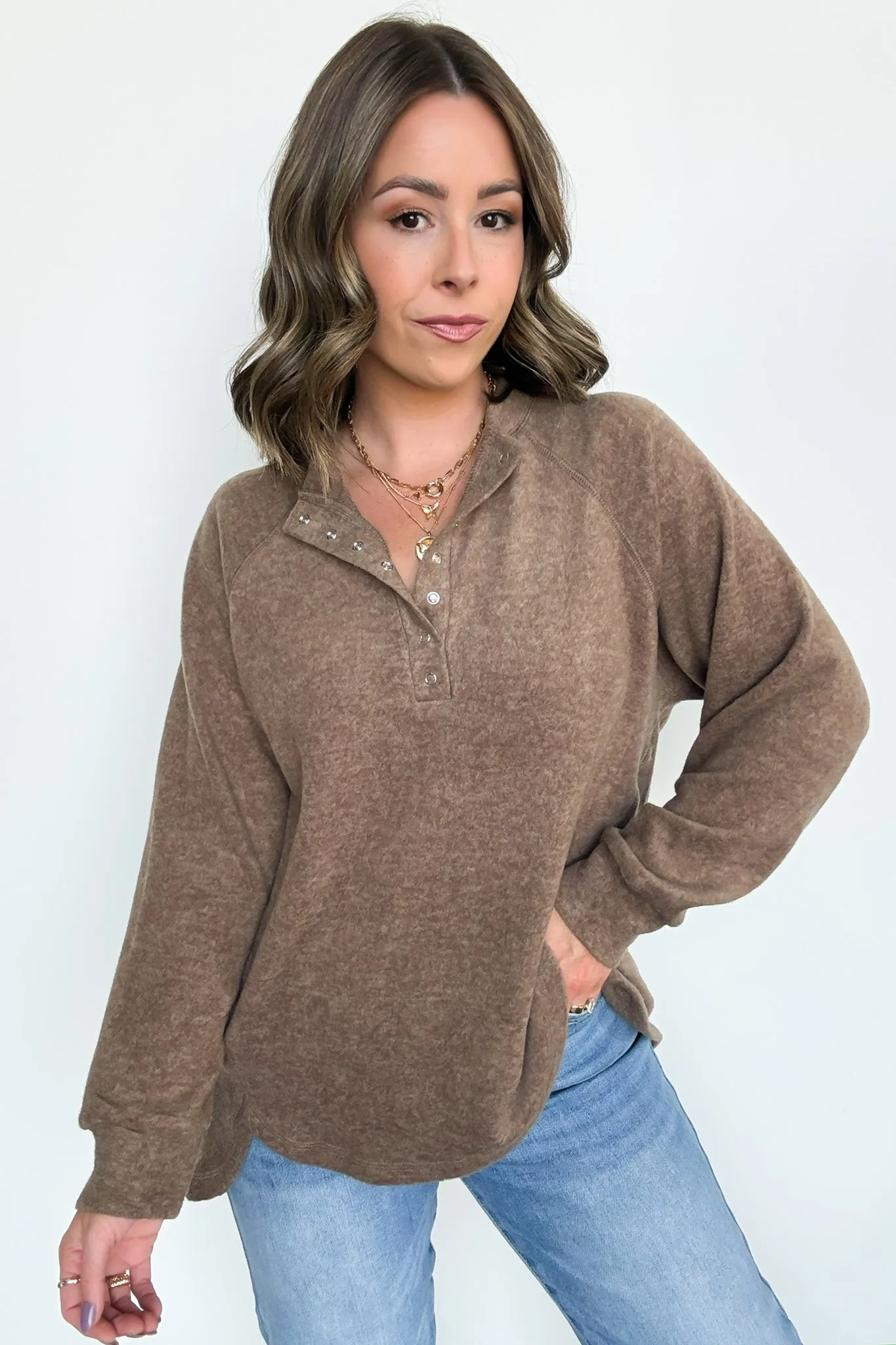 Diannah Brushed Knit Relaxed Henley Top - BACK IN STOCK