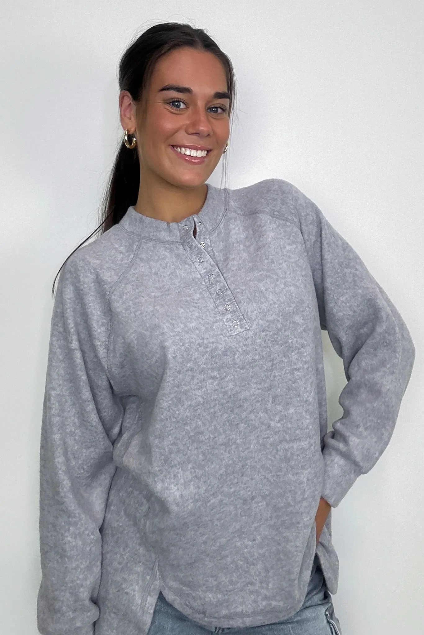 Diannah Brushed Knit Relaxed Henley Top - BACK IN STOCK