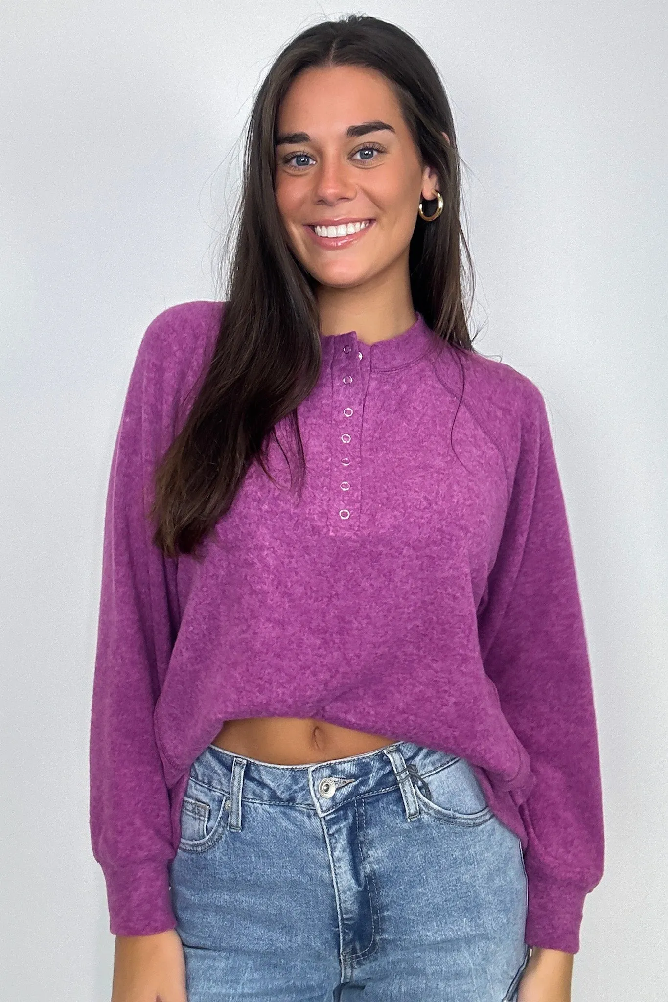 Diannah Brushed Knit Relaxed Henley Top - BACK IN STOCK