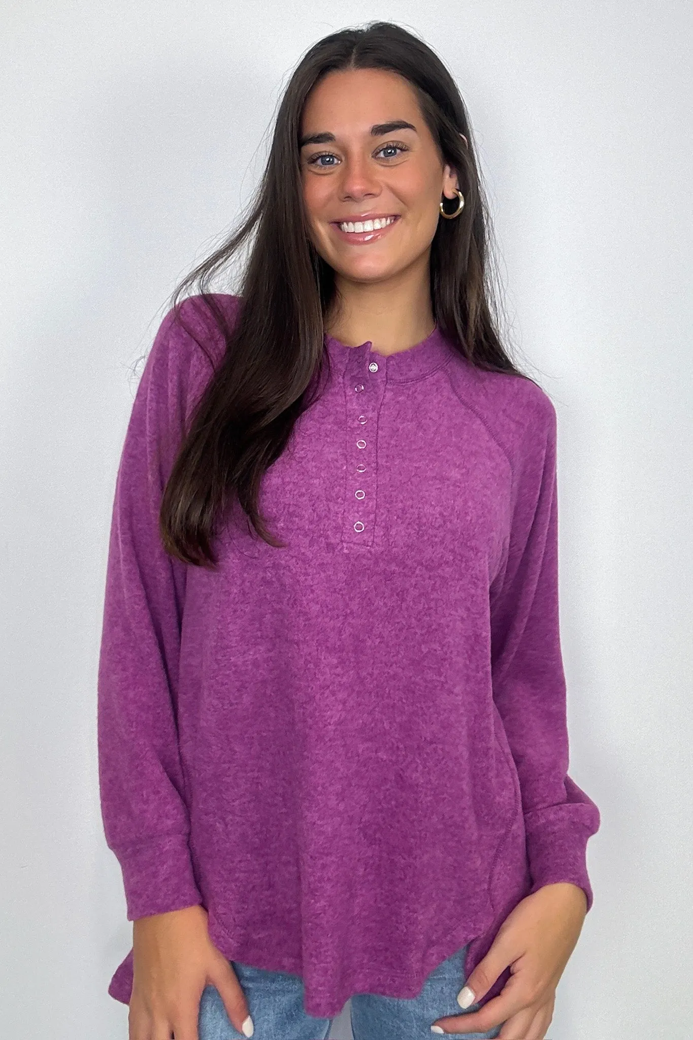 Diannah Brushed Knit Relaxed Henley Top - BACK IN STOCK