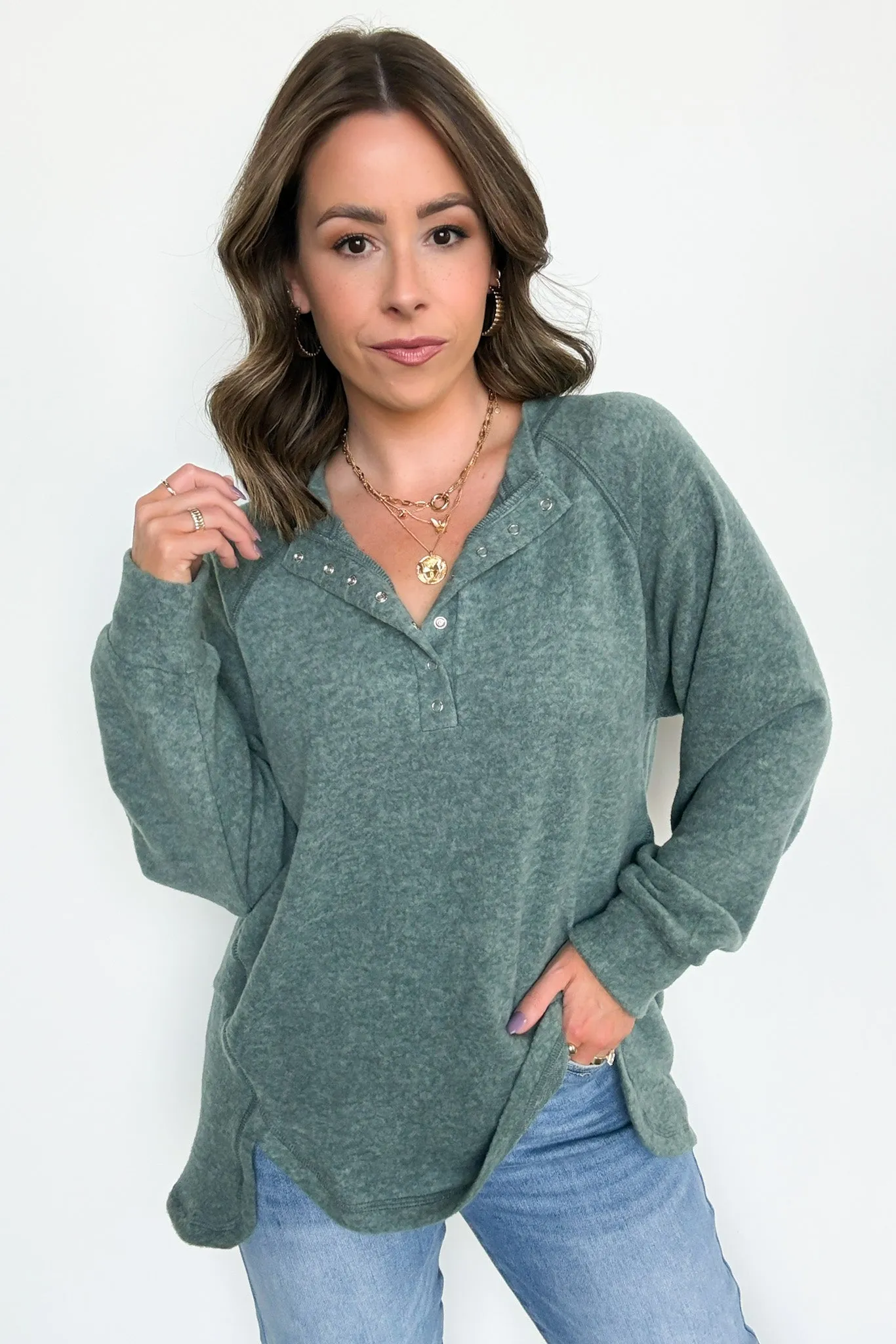 Diannah Brushed Knit Relaxed Henley Top - BACK IN STOCK