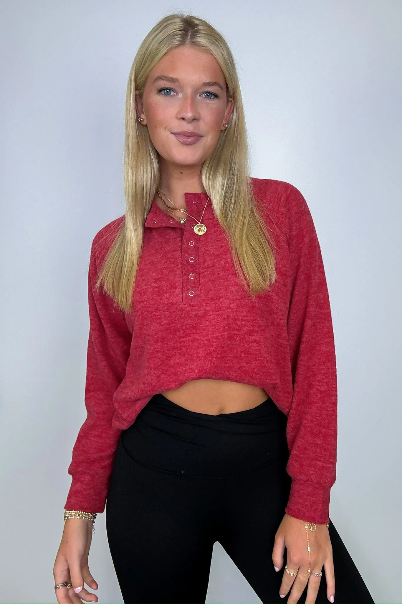 Diannah Brushed Knit Relaxed Henley Top - BACK IN STOCK
