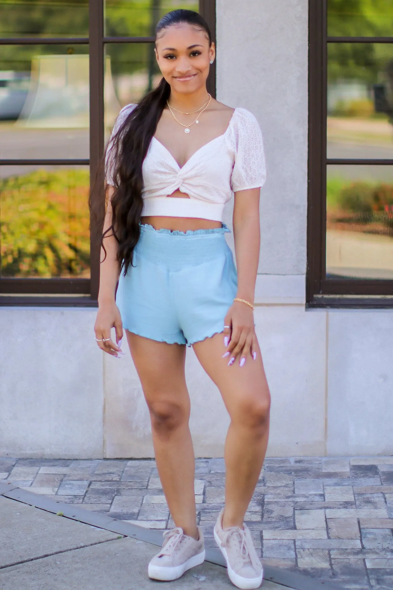 Divya Smocked Waist Flowy Shorts - FINAL SALE