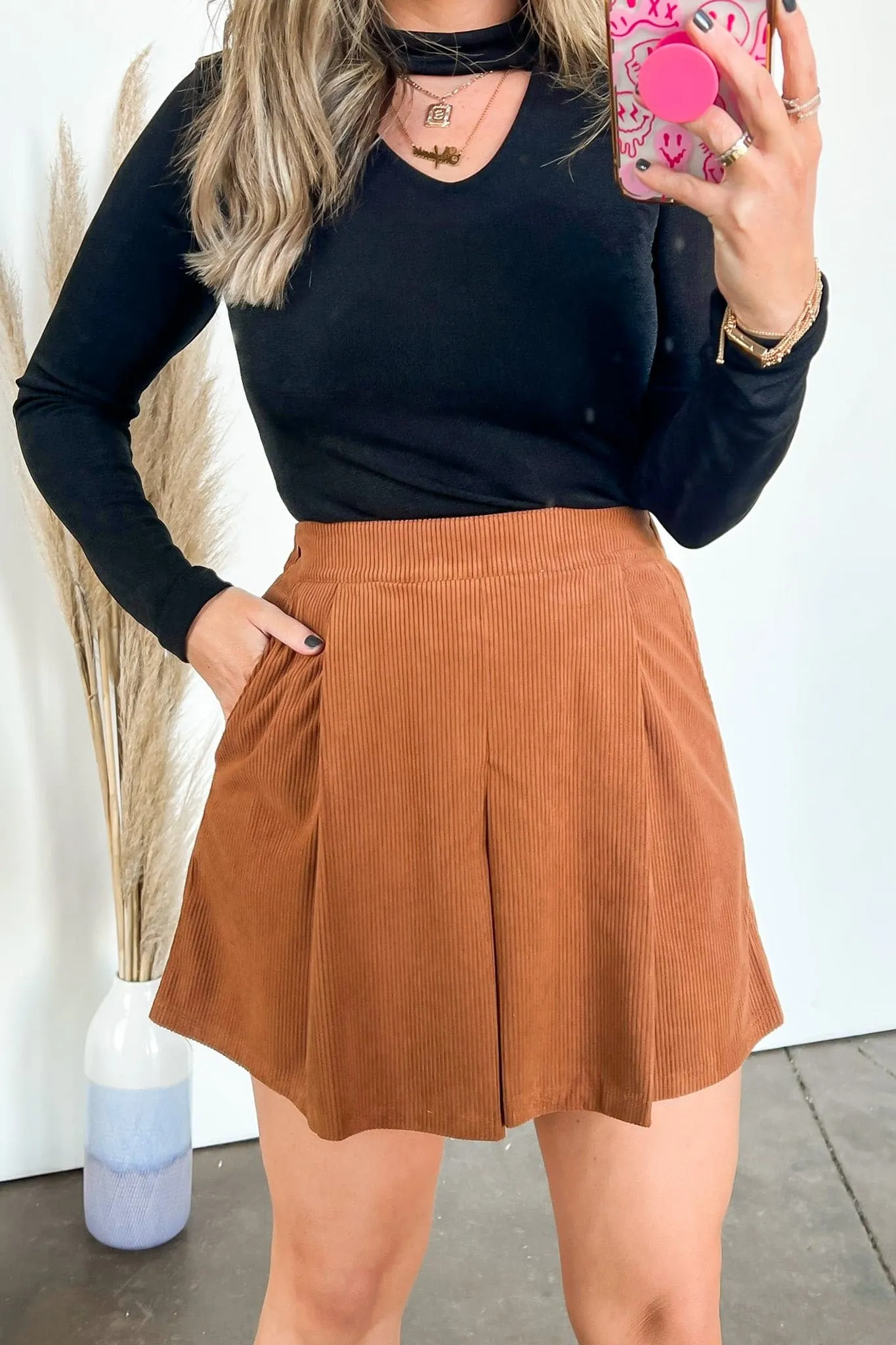 Donia Pleated Corduroy Shorts - FINAL SALE