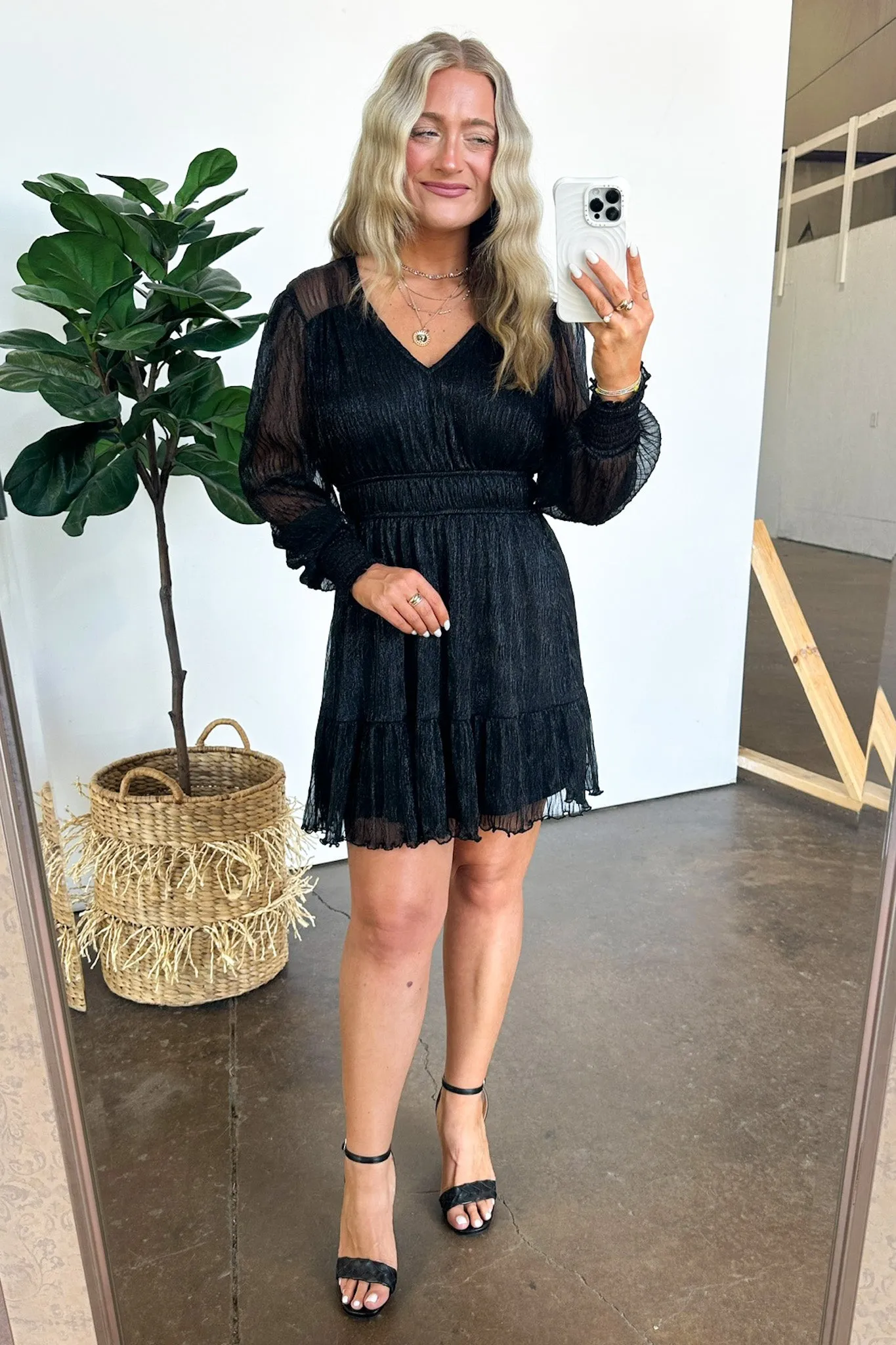 Dramatic Persona Glitter Shirred Dress - FINAL SALE