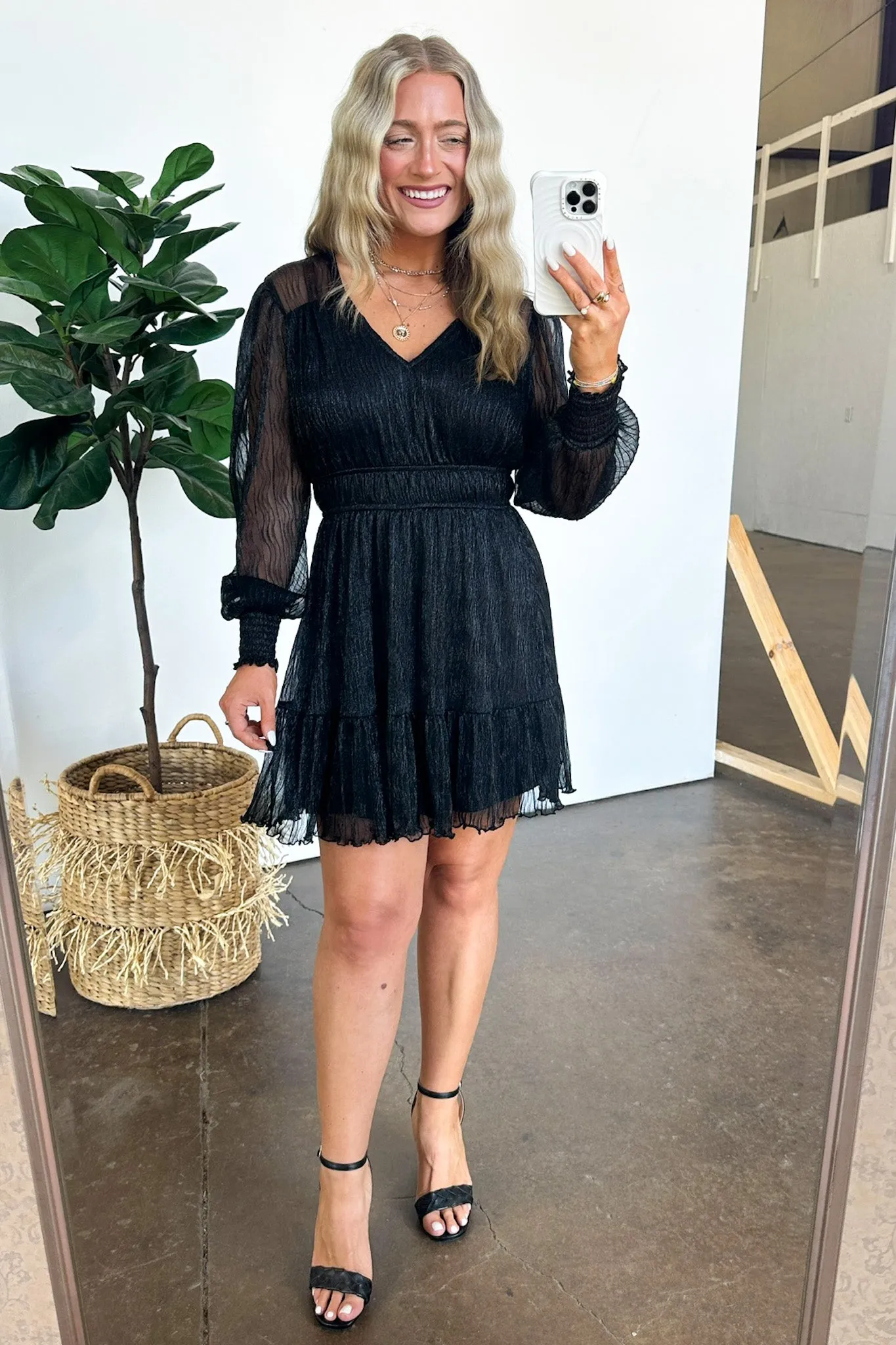 Dramatic Persona Glitter Shirred Dress - FINAL SALE