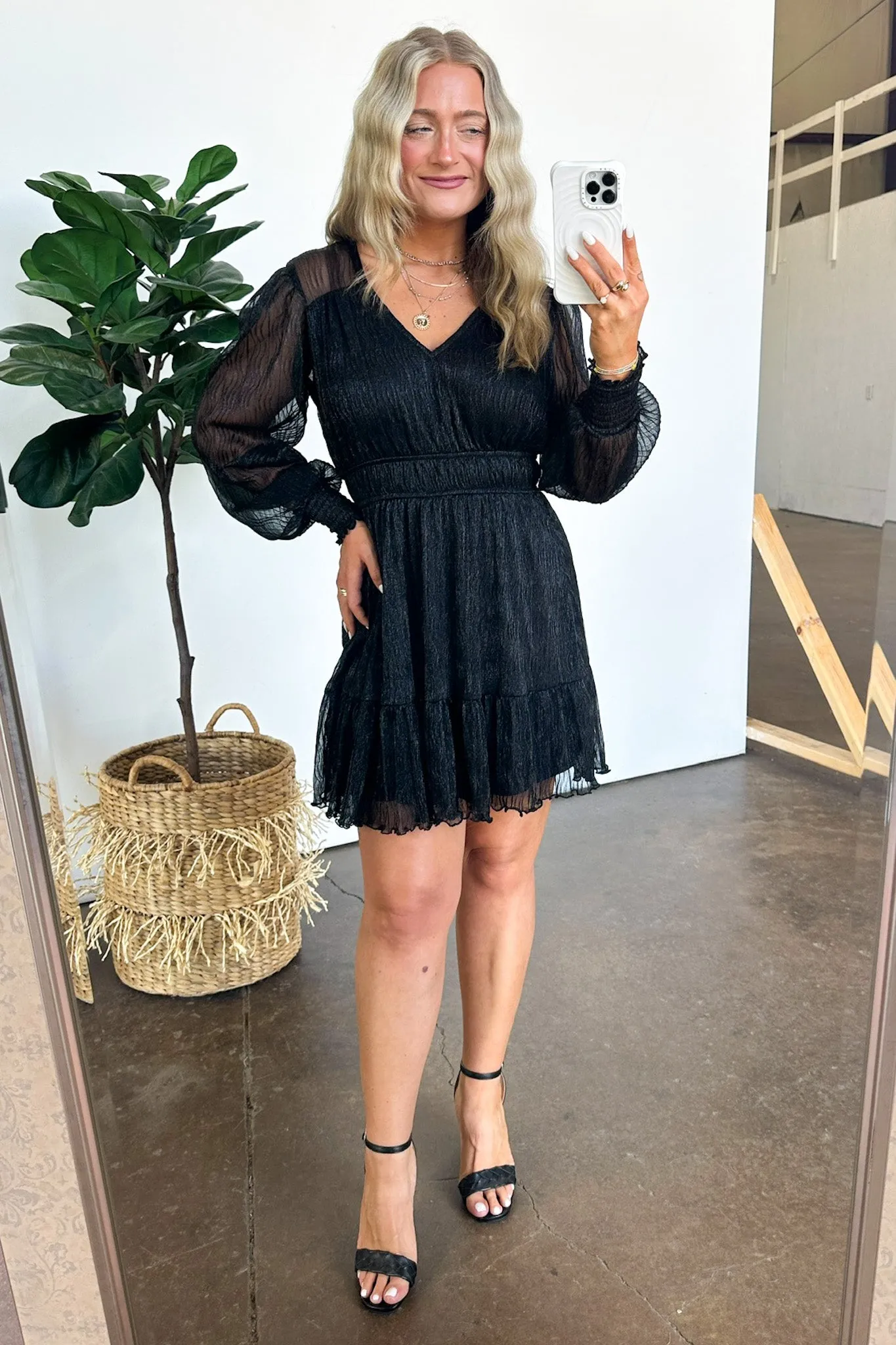 Dramatic Persona Glitter Shirred Dress - FINAL SALE