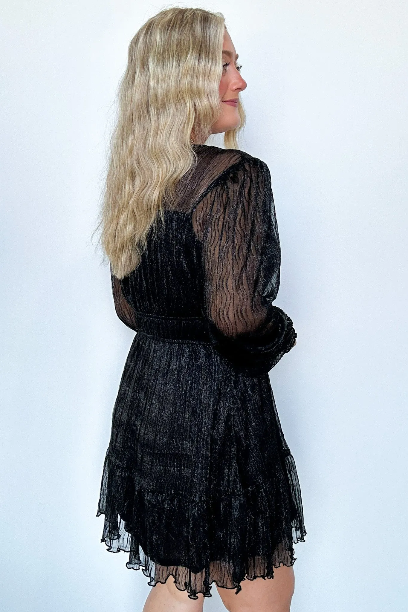 Dramatic Persona Glitter Shirred Dress - FINAL SALE