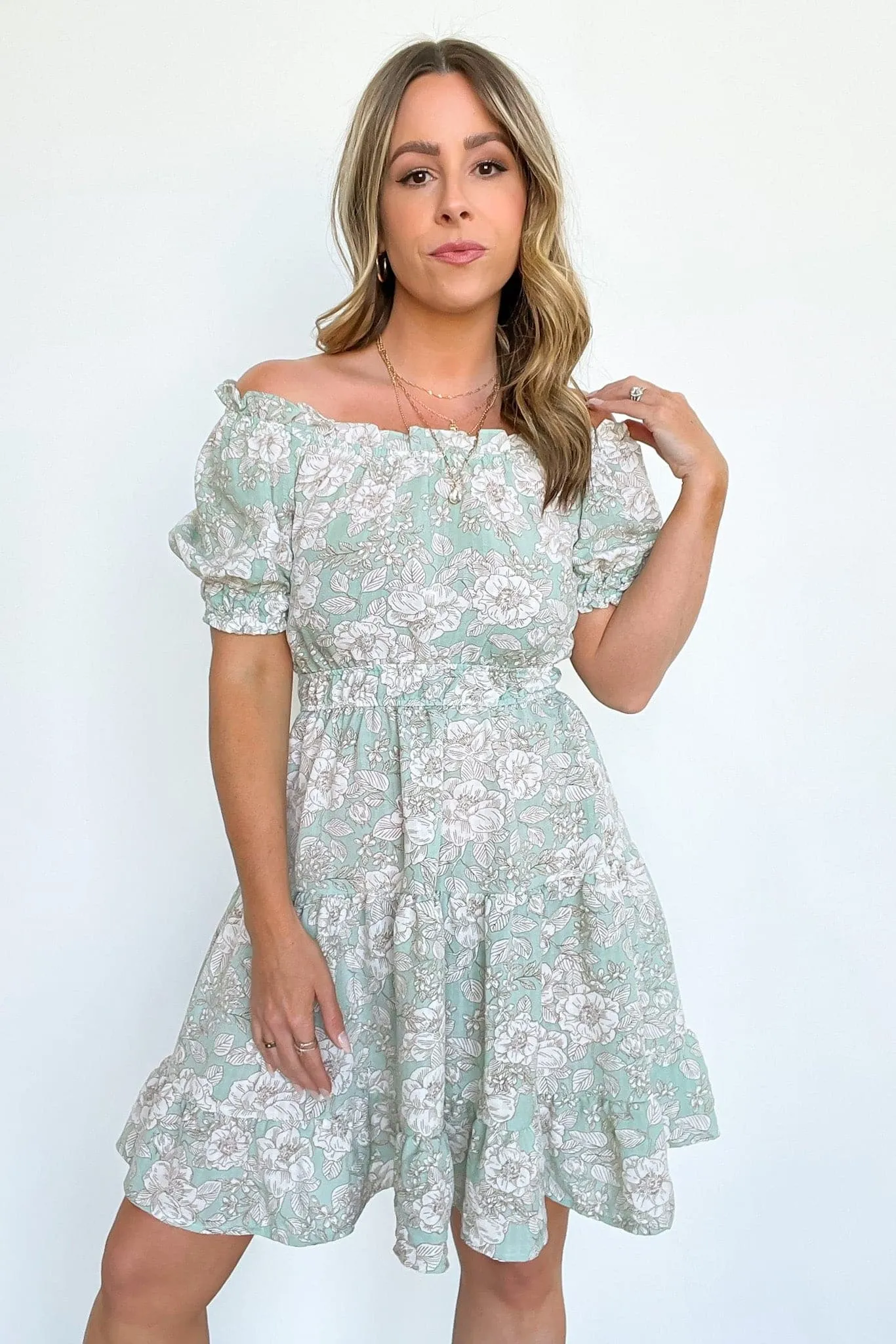 Dreamiest Darling Off Shoulder Ruffle Floral Dress - FINAL SALE
