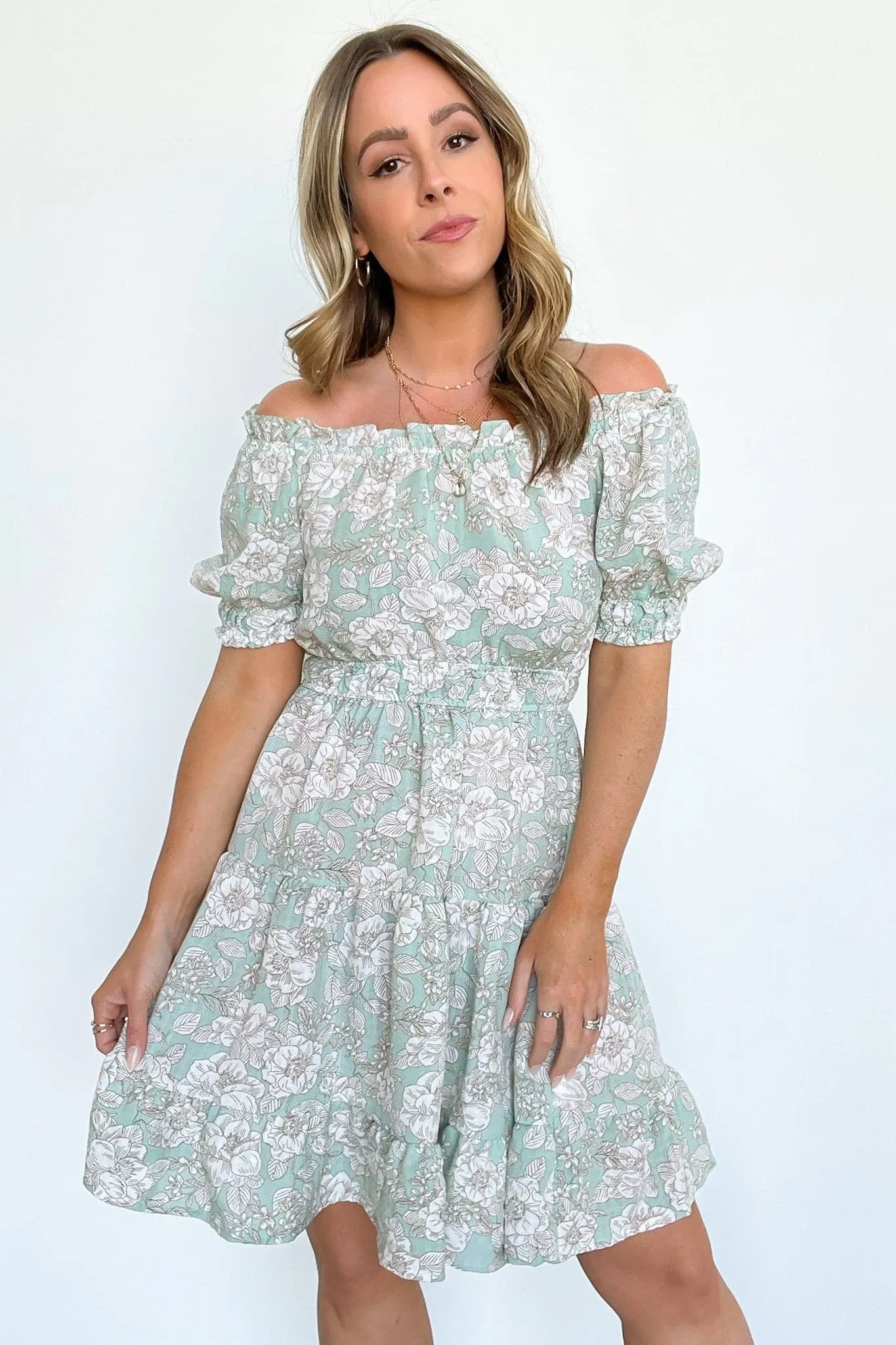 Dreamiest Darling Off Shoulder Ruffle Floral Dress - FINAL SALE