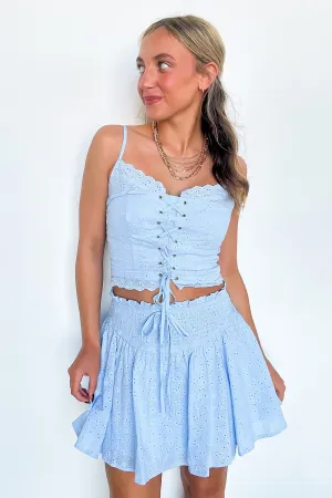 Dreamy Impression Eyelet Lace Up Top