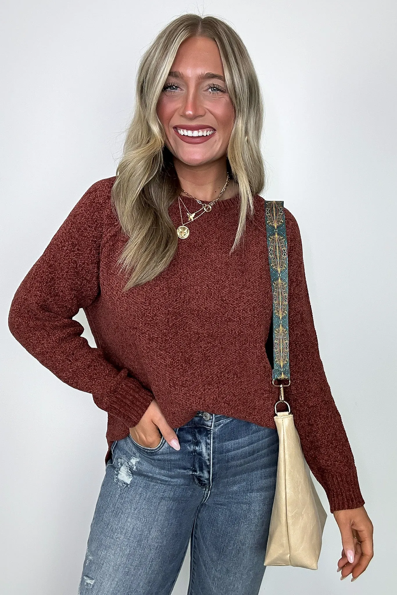 Easily Endearing Chenille Knit Raglan Sweater - BACK IN STOCK