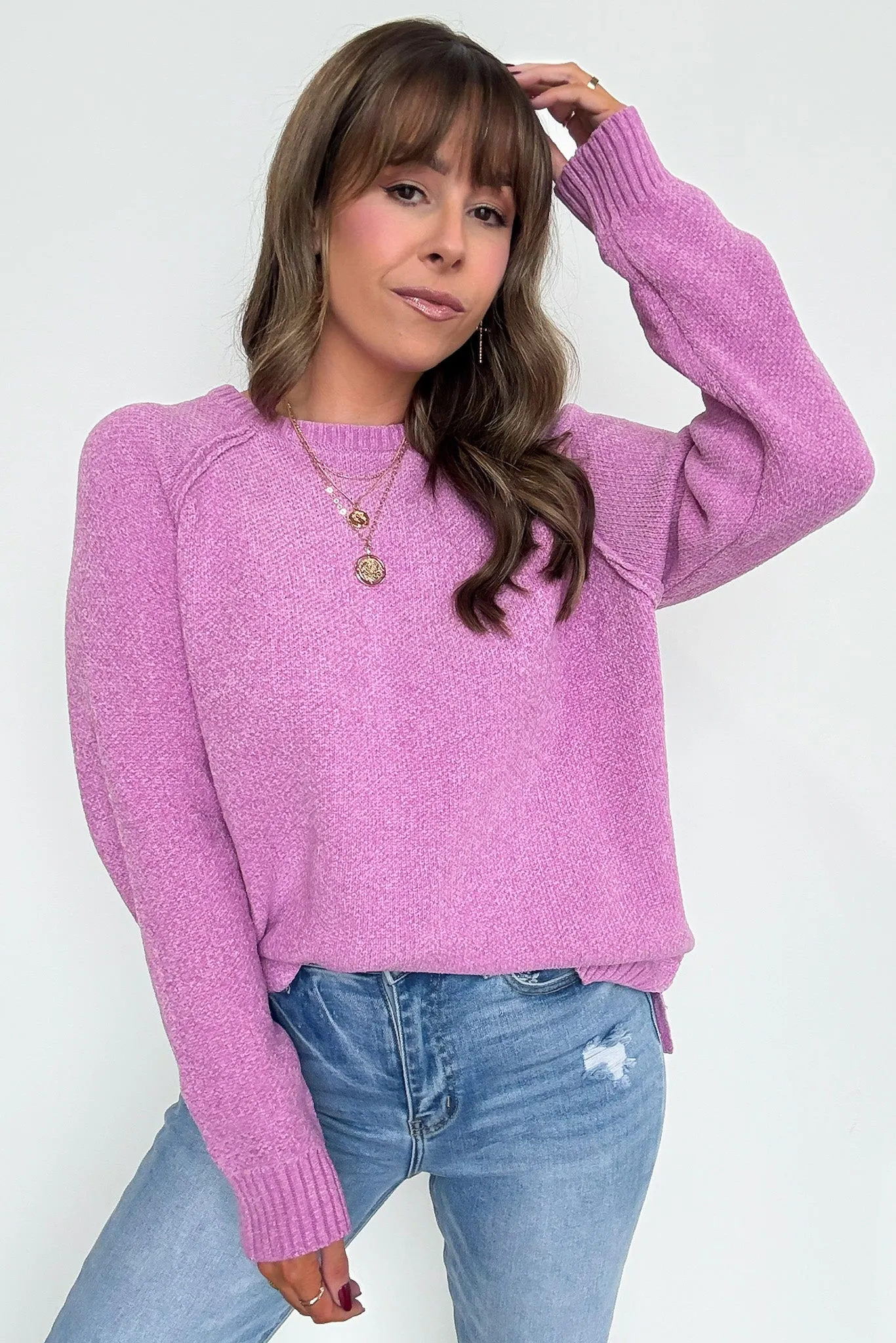 Easily Endearing Chenille Knit Raglan Sweater - BACK IN STOCK