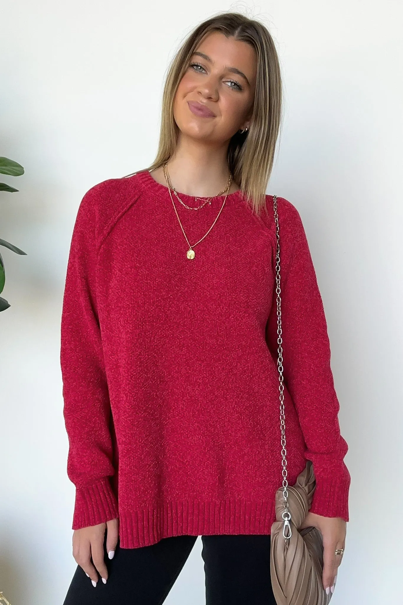 Easily Endearing Chenille Knit Raglan Sweater - BACK IN STOCK