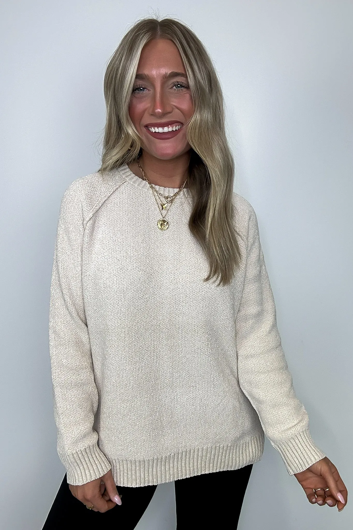 Easily Endearing Chenille Knit Raglan Sweater - BACK IN STOCK