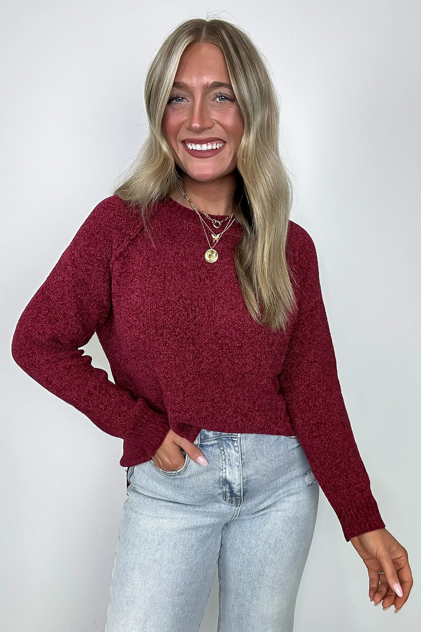Easily Endearing Chenille Knit Raglan Sweater - BACK IN STOCK