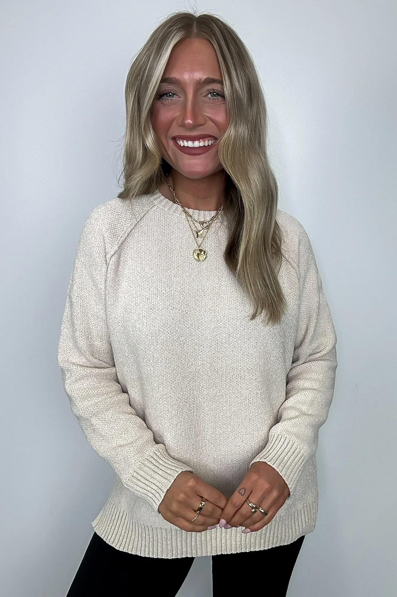 Easily Endearing Chenille Knit Raglan Sweater - BACK IN STOCK