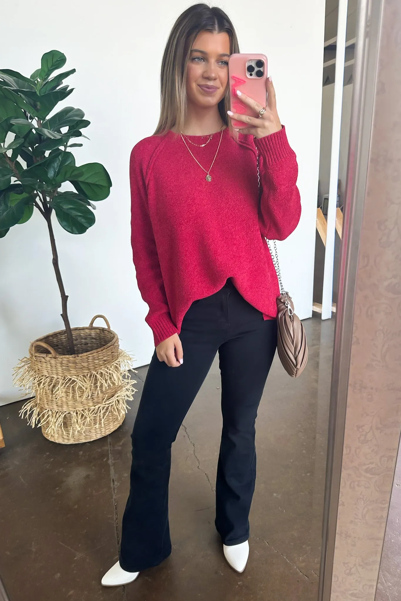 Easily Endearing Chenille Knit Raglan Sweater - BACK IN STOCK