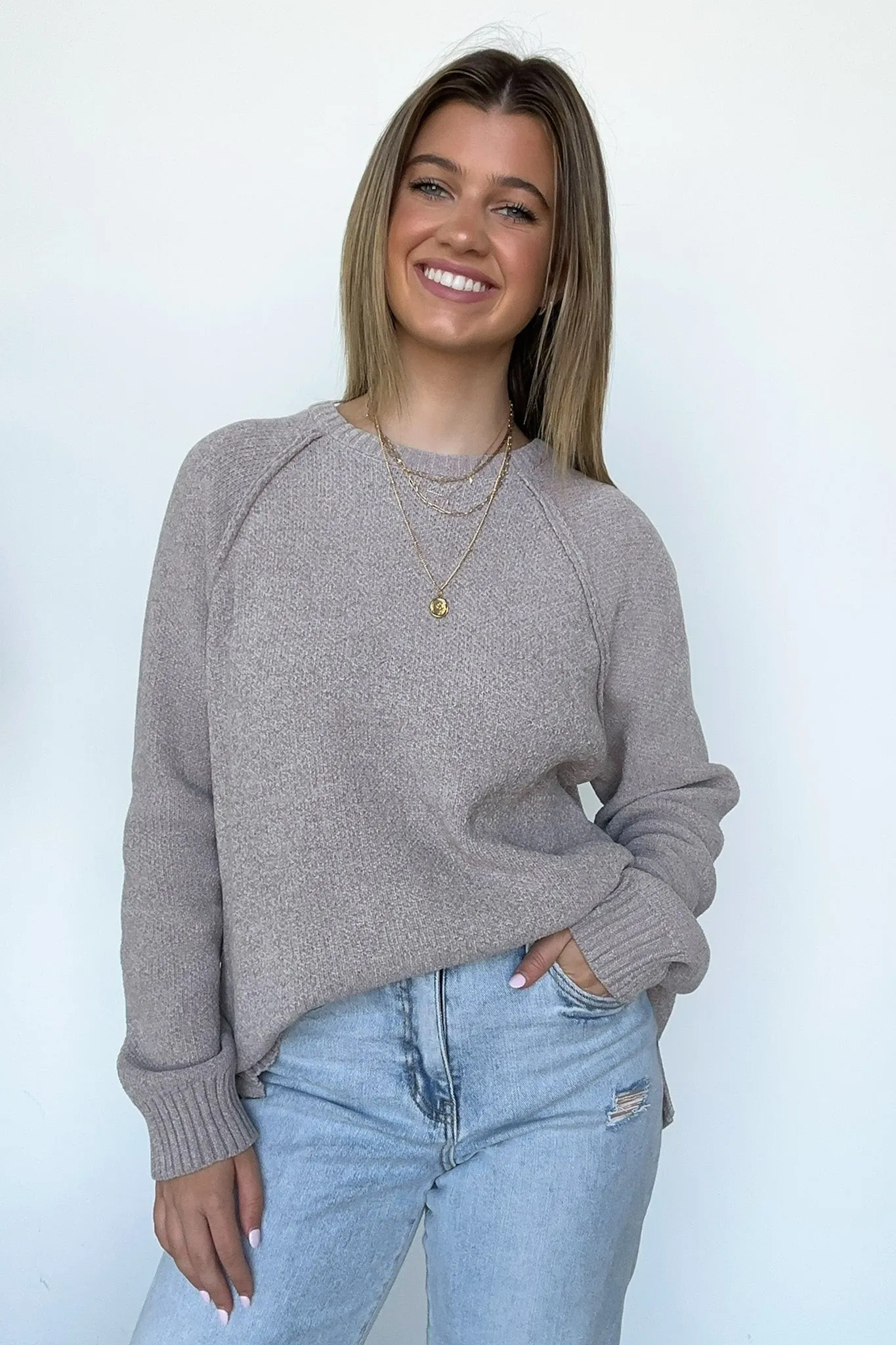 Easily Endearing Chenille Knit Raglan Sweater - BACK IN STOCK
