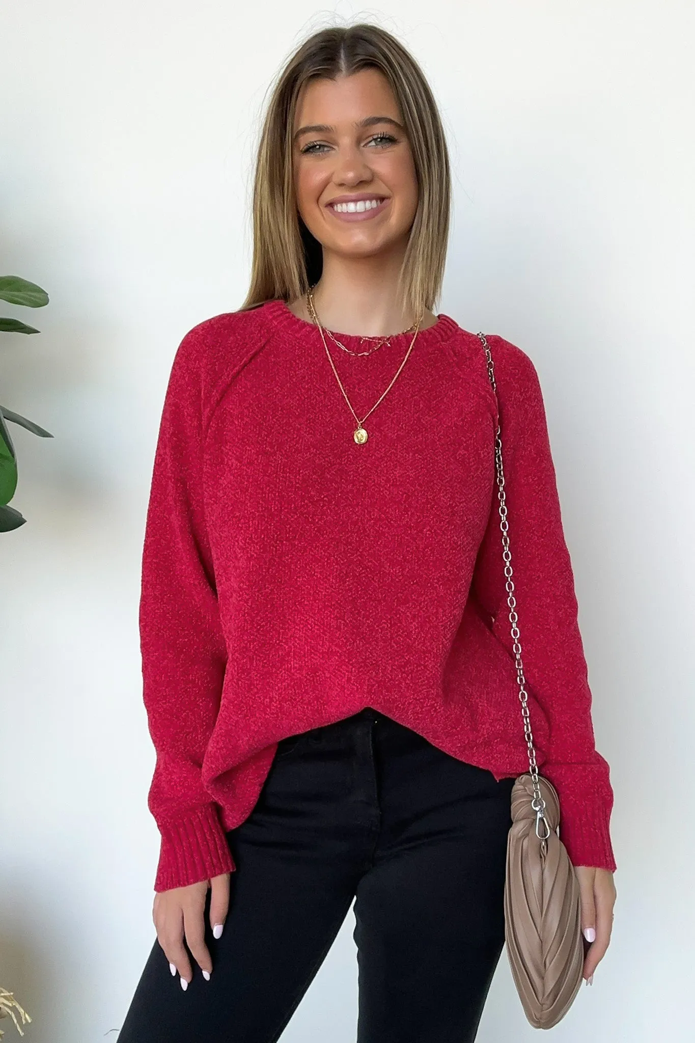 Easily Endearing Chenille Knit Raglan Sweater - BACK IN STOCK