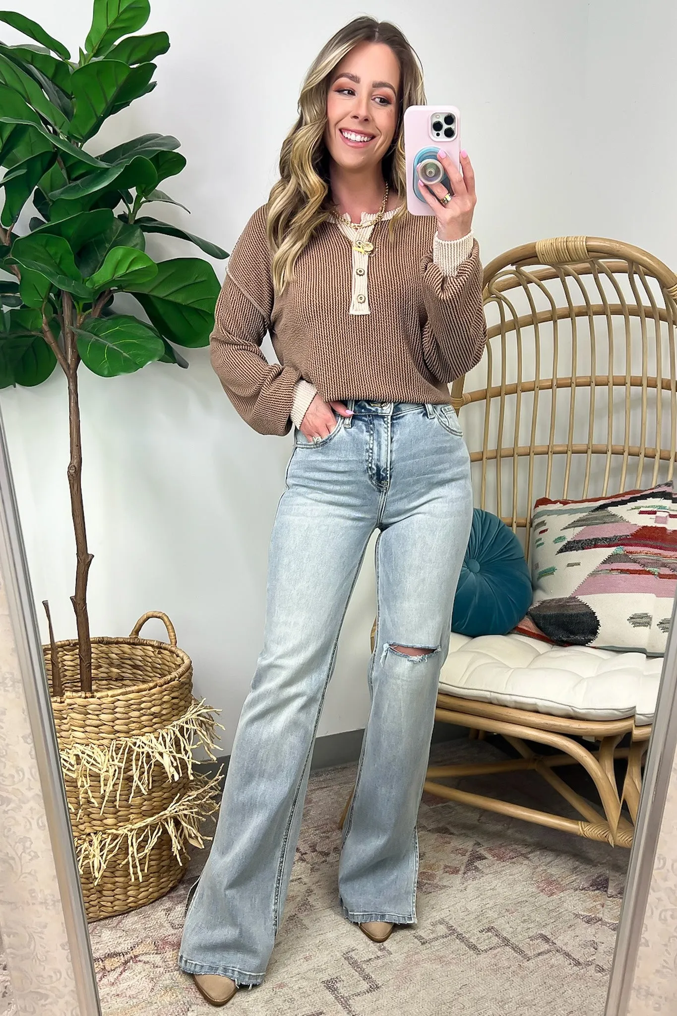Easton High Rise Distressed Wide Flare Jeans - FINAL SALE