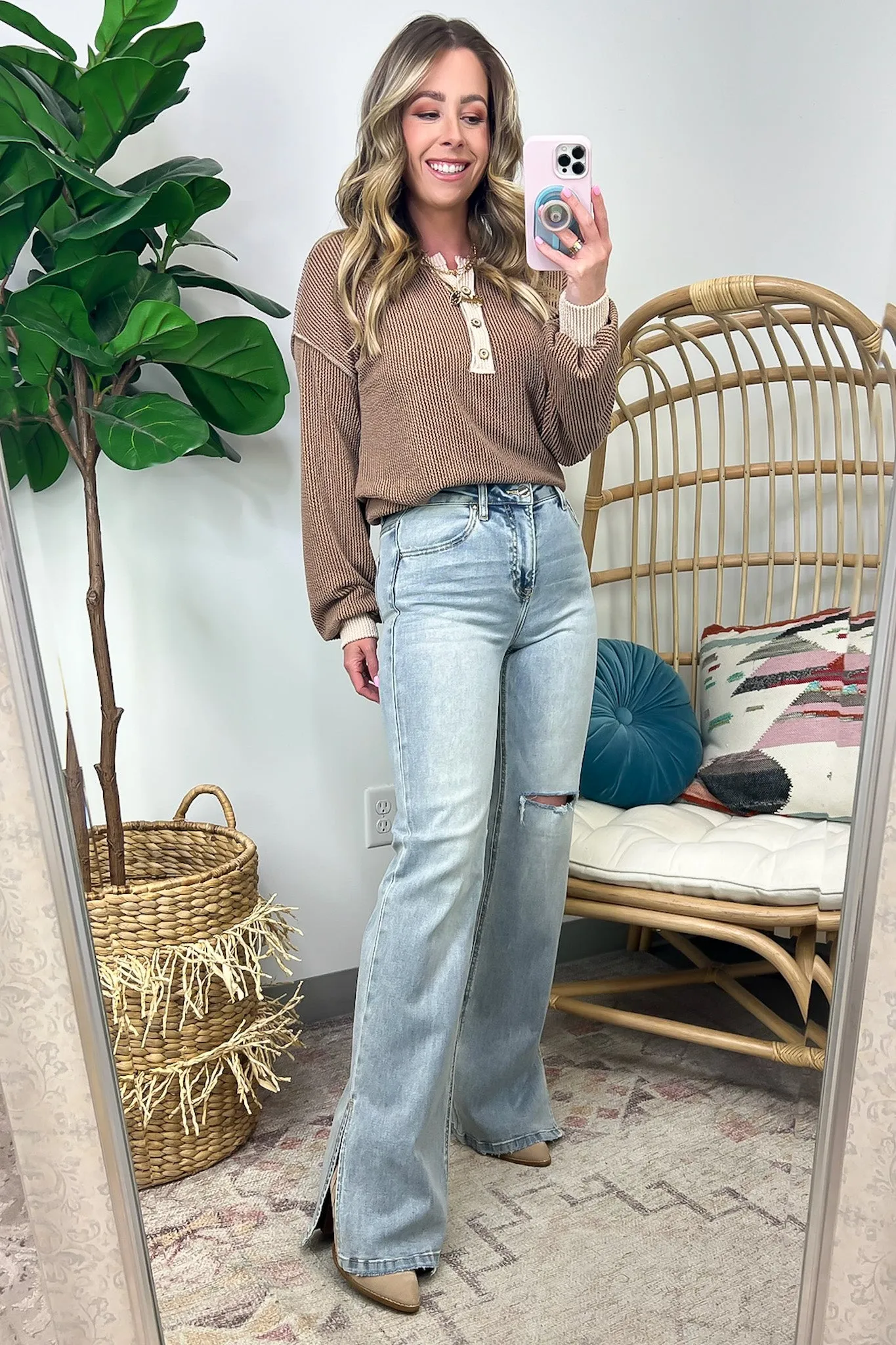 Easton High Rise Distressed Wide Flare Jeans - FINAL SALE