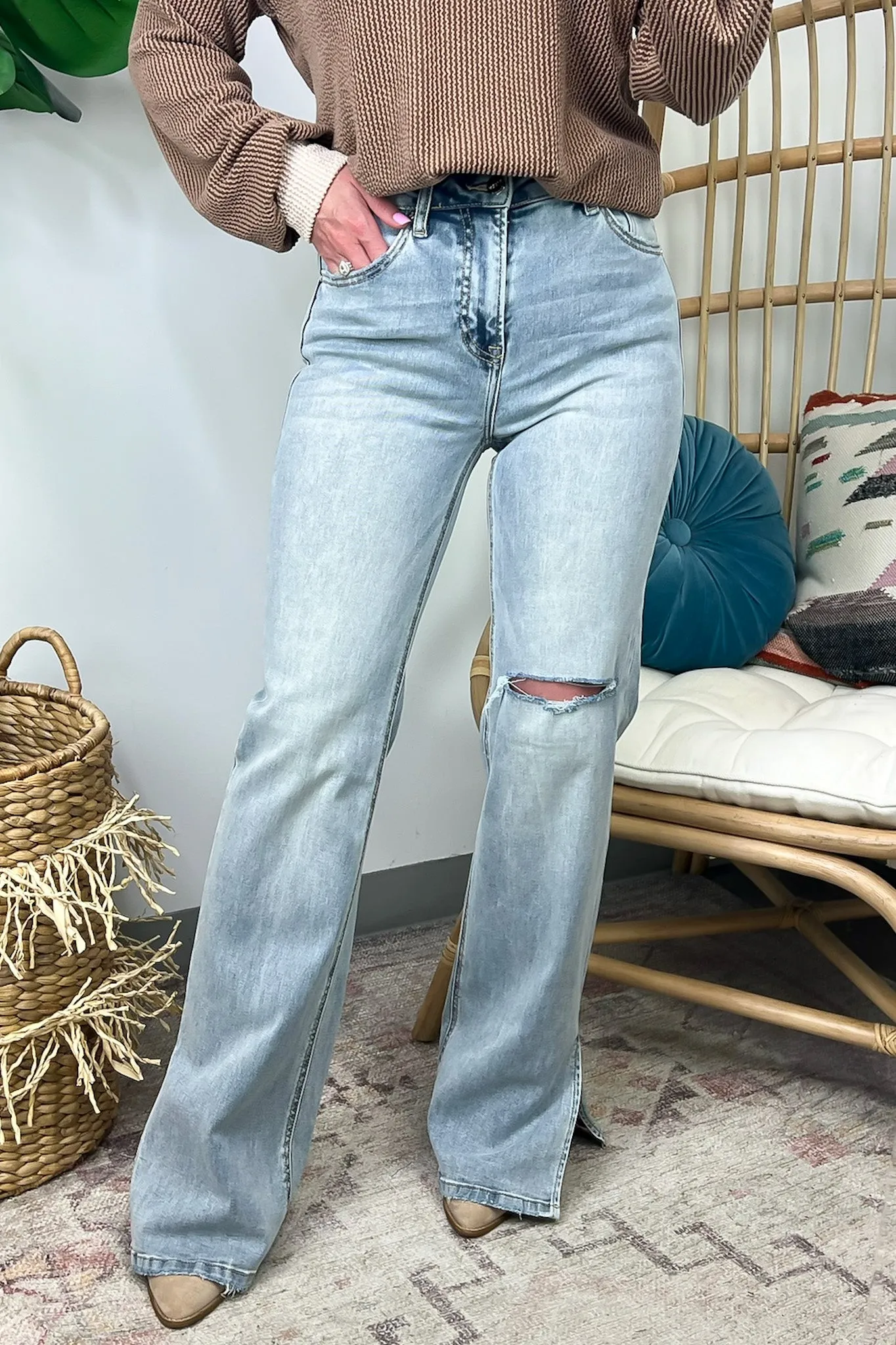 Easton High Rise Distressed Wide Flare Jeans - FINAL SALE