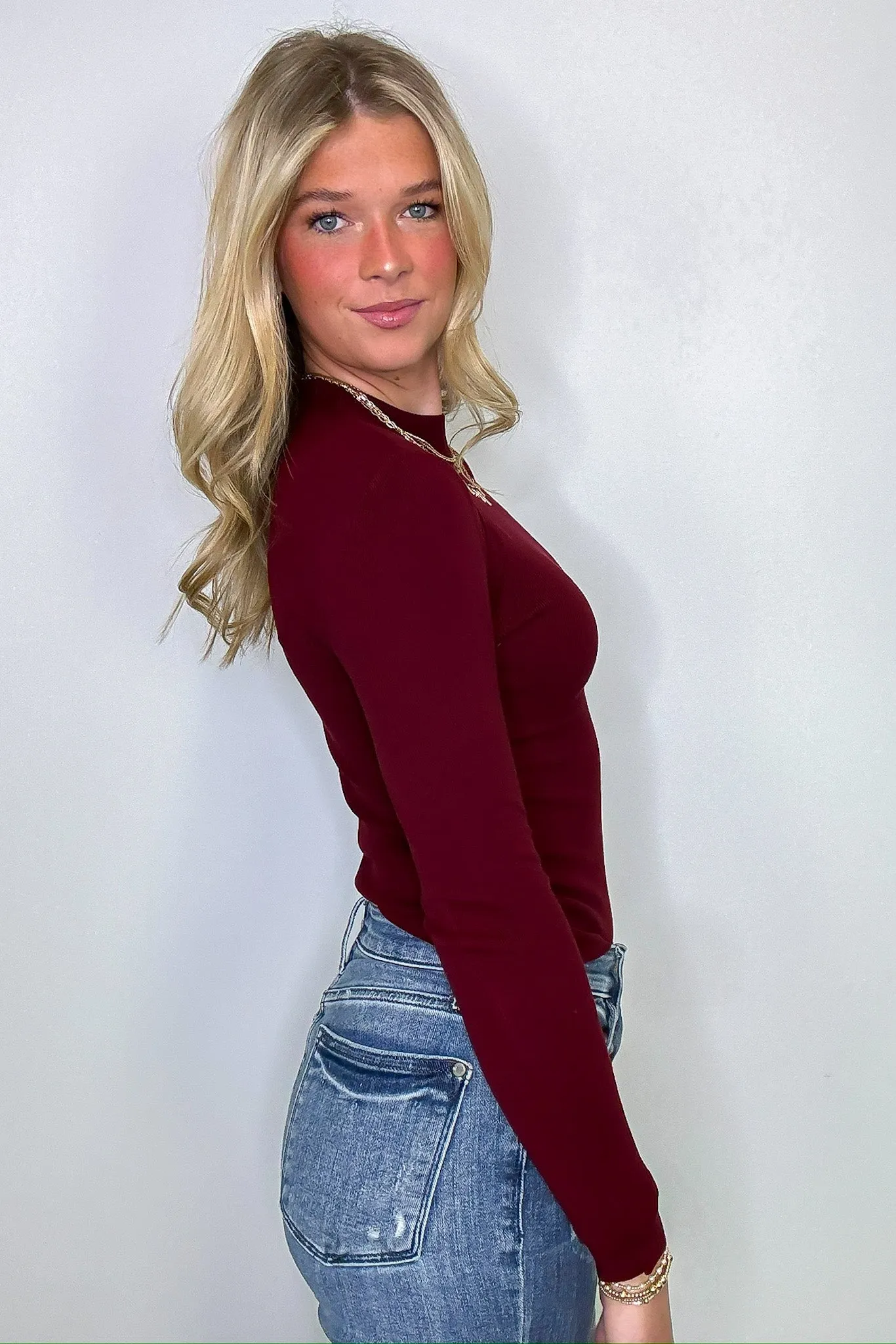 Easy Selection Mock Neck Long Sleeve Knit Top