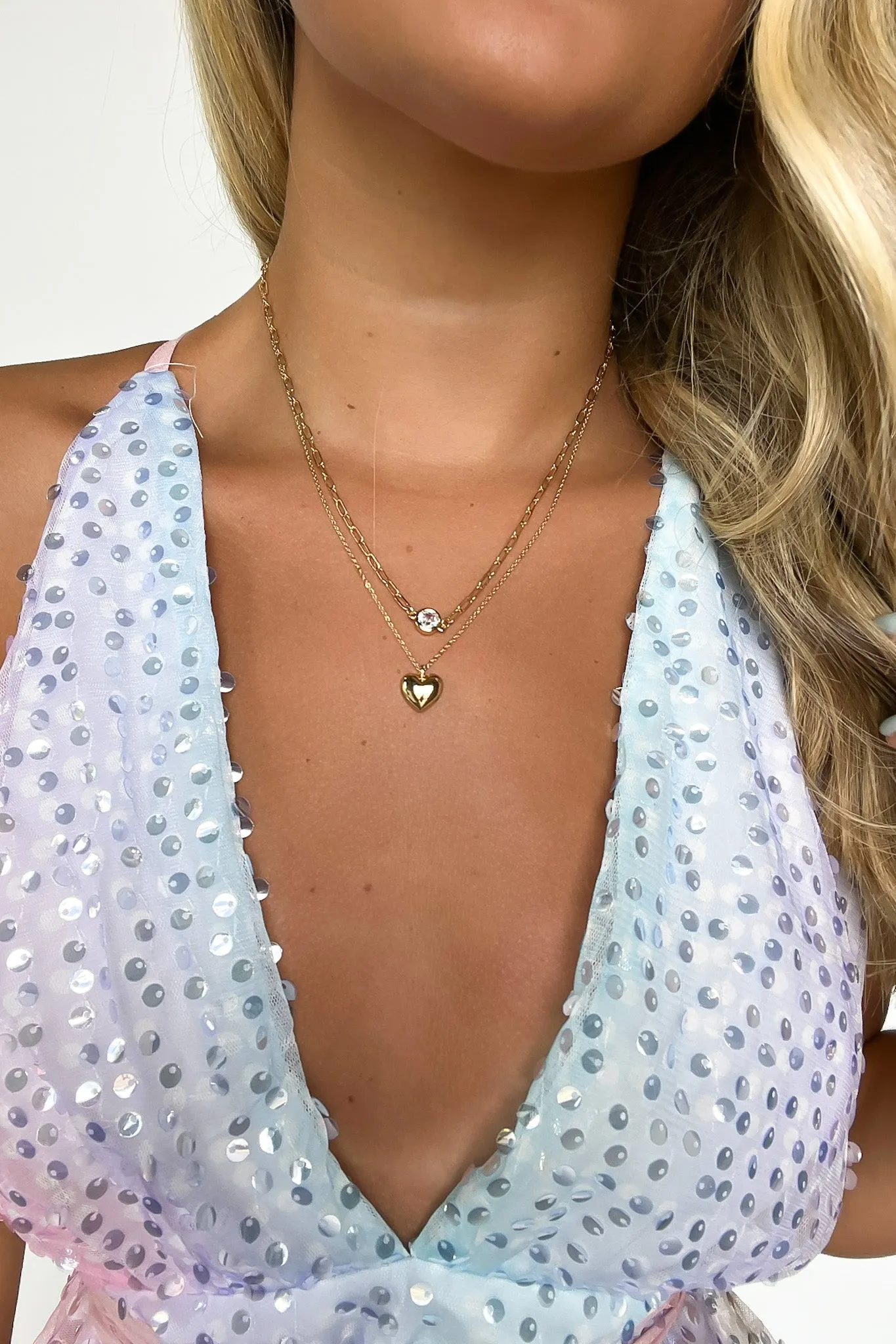 Effective Charm Heart Layered Chain Necklace