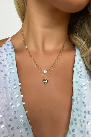 Effective Charm Heart Layered Chain Necklace