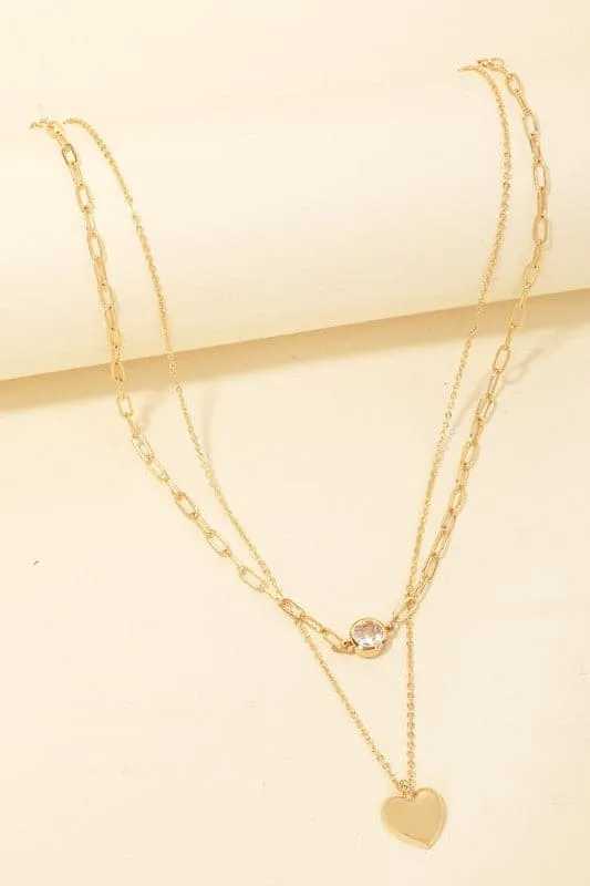 Effective Charm Heart Layered Chain Necklace