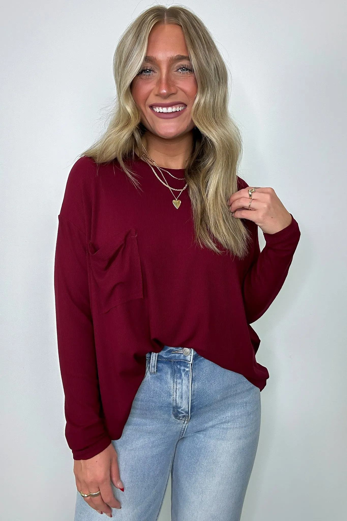 Effortless Ease Rib Knit Dolman Pocket Top - FINAL SALE