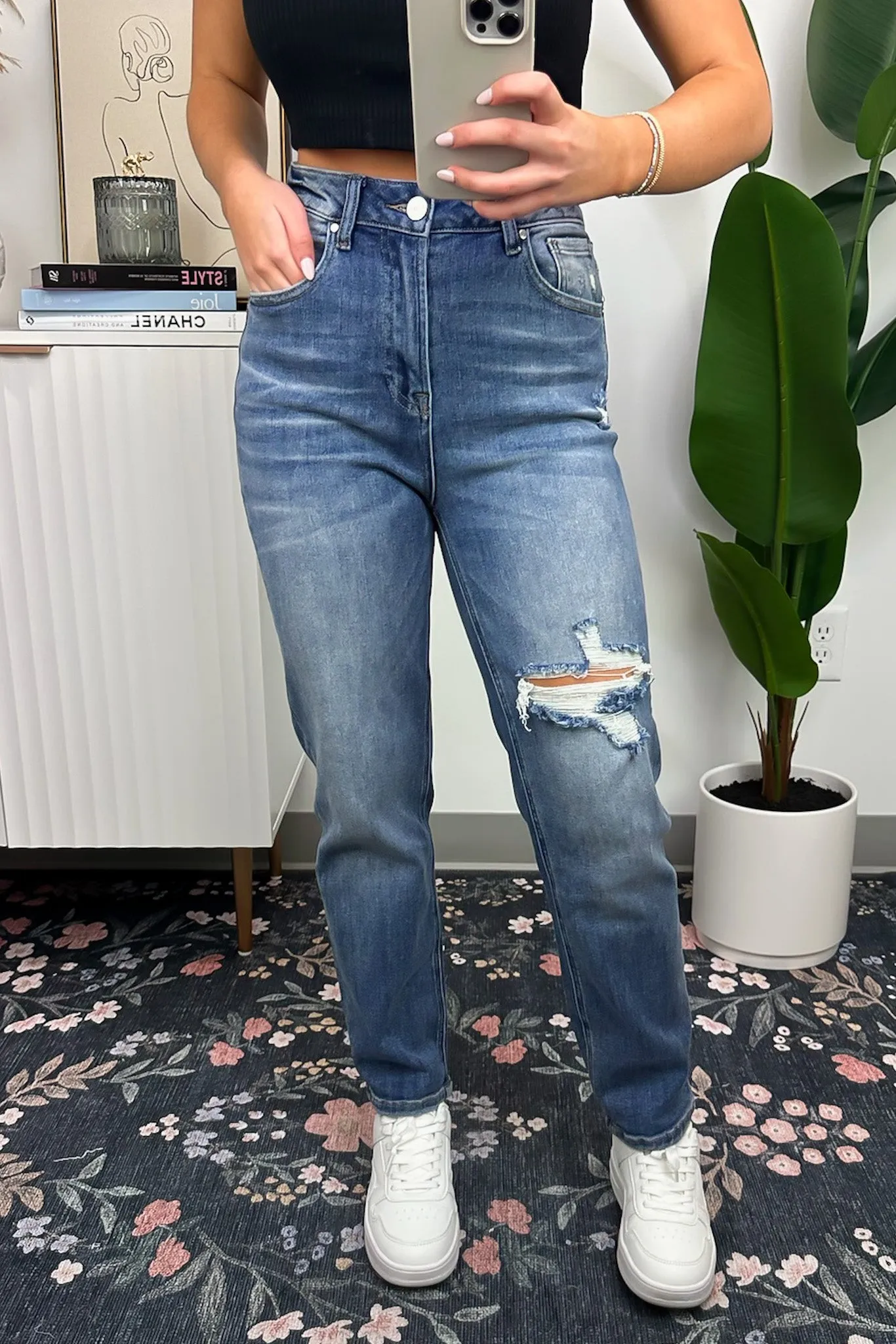 Elantine High Rise Straight Leg Distressed Jeans - FINAL SALE