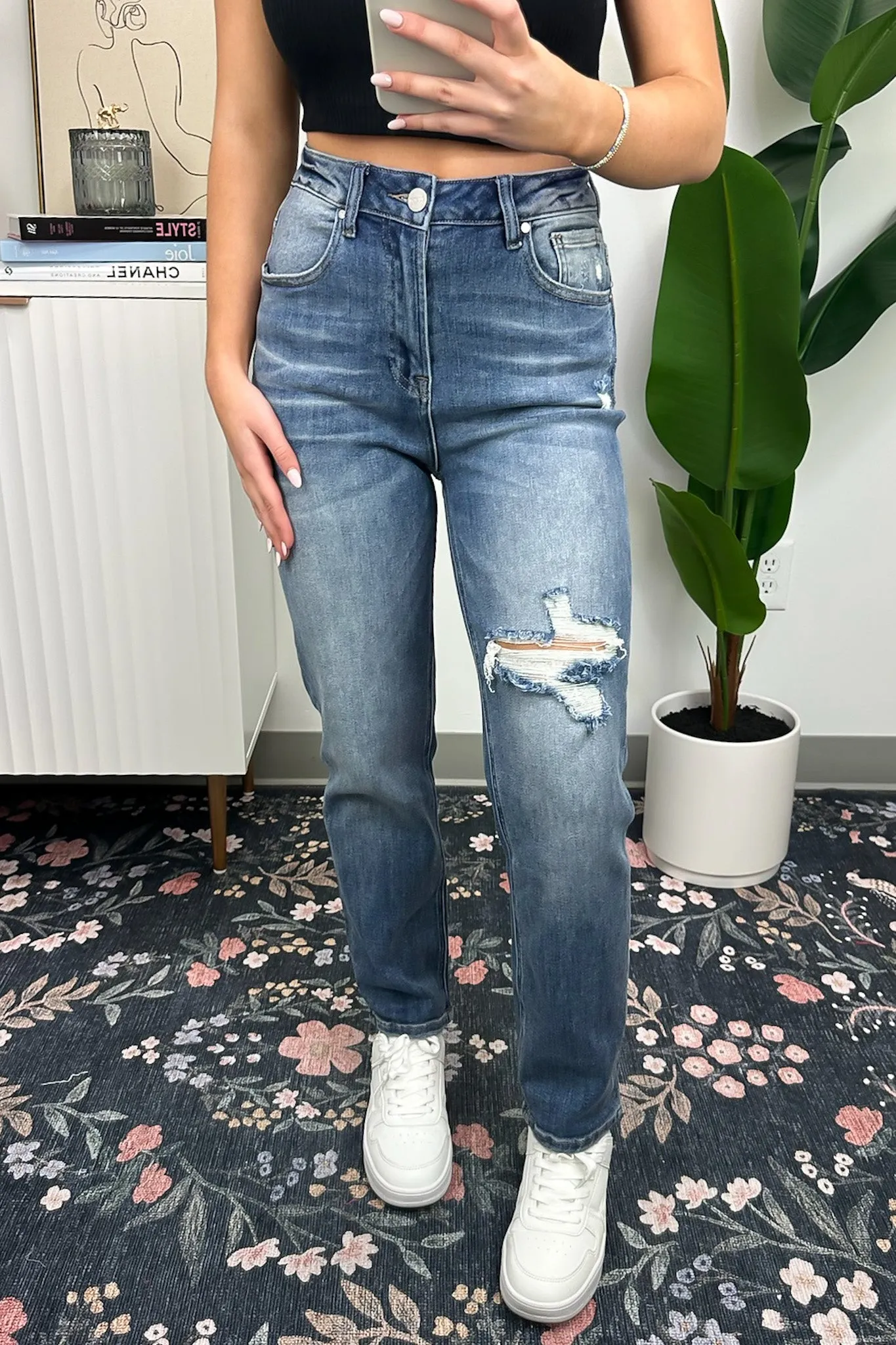 Elantine High Rise Straight Leg Distressed Jeans - FINAL SALE