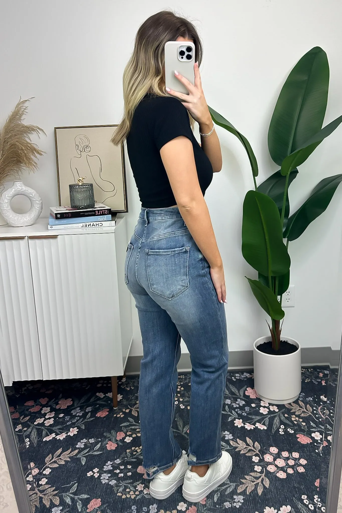 Elantine High Rise Straight Leg Distressed Jeans - FINAL SALE