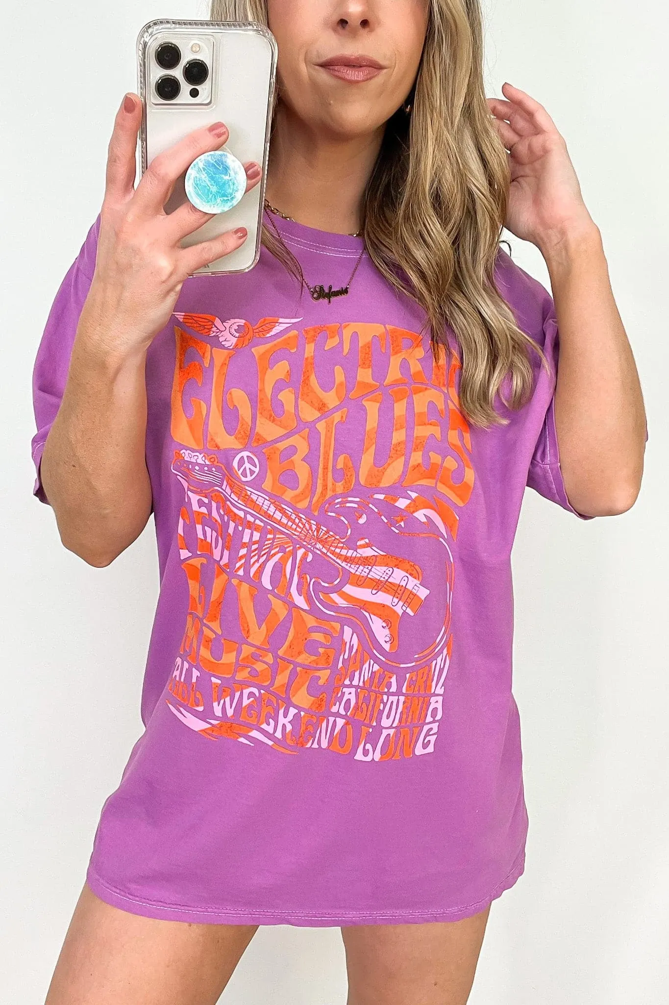 Electric Blues Oversized Vintage Graphic Tee - BACK IN STOCK