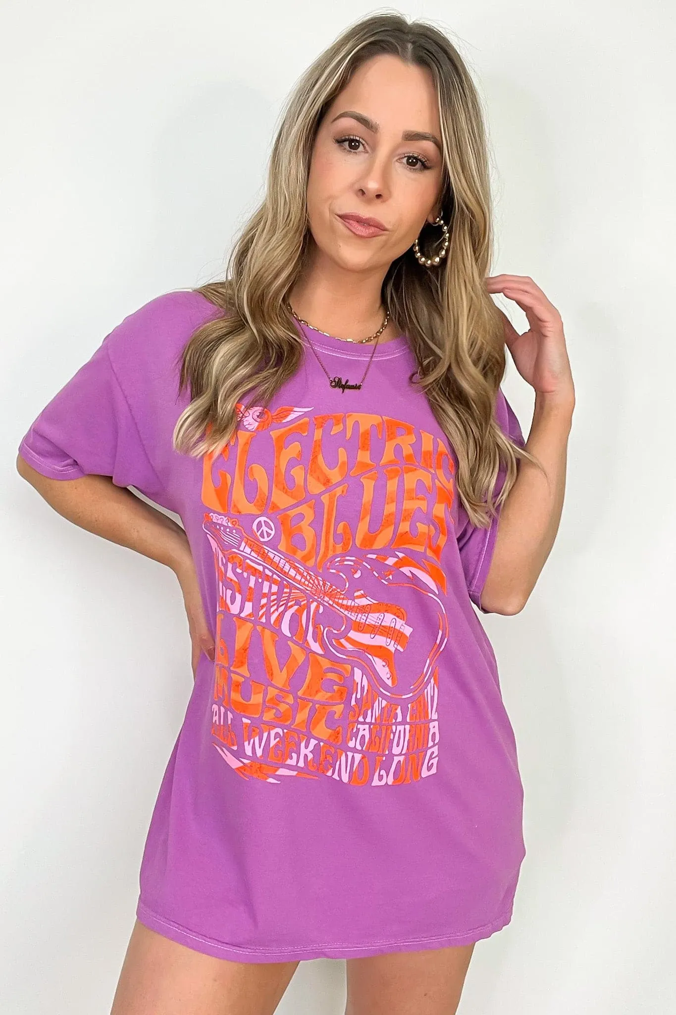 Electric Blues Oversized Vintage Graphic Tee - BACK IN STOCK