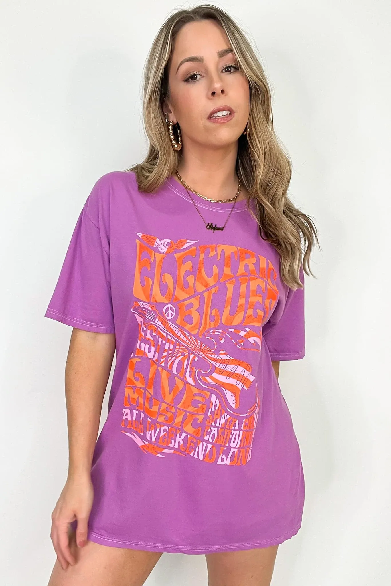 Electric Blues Oversized Vintage Graphic Tee - BACK IN STOCK