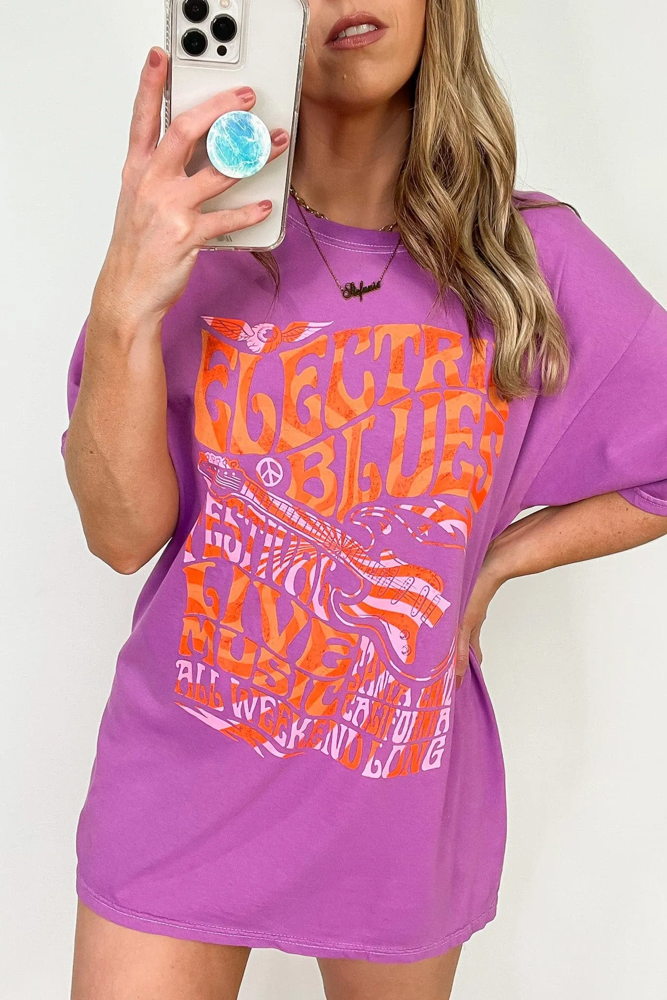 Electric Blues Oversized Vintage Graphic Tee - BACK IN STOCK
