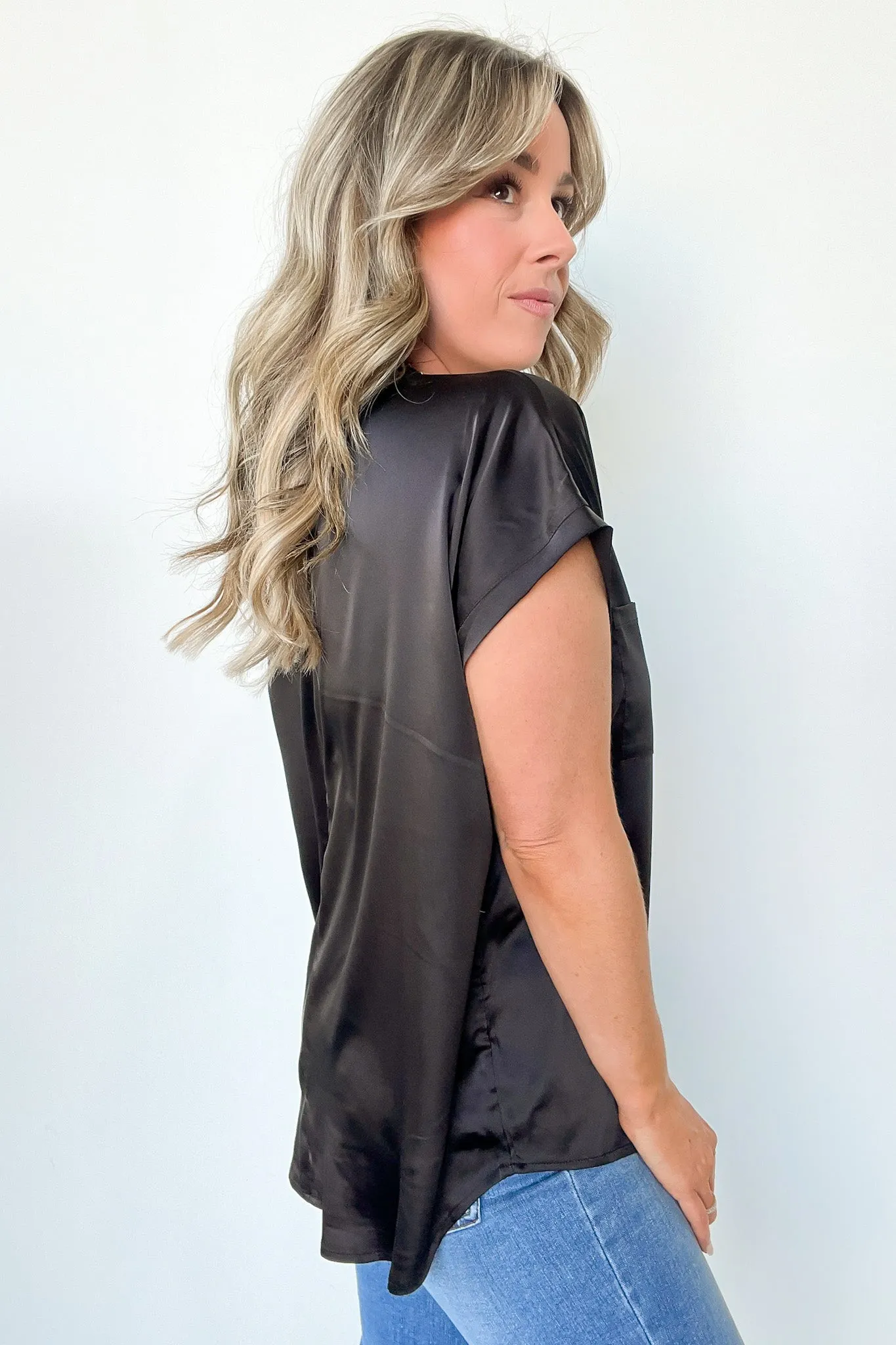 Elegant Mindset Satin Cap Sleeve Top - FINAL SALE