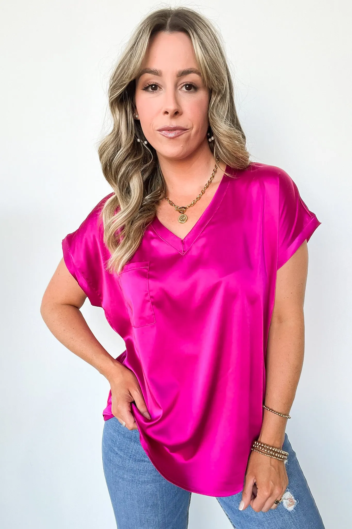 Elegant Mindset Satin Cap Sleeve Top - FINAL SALE