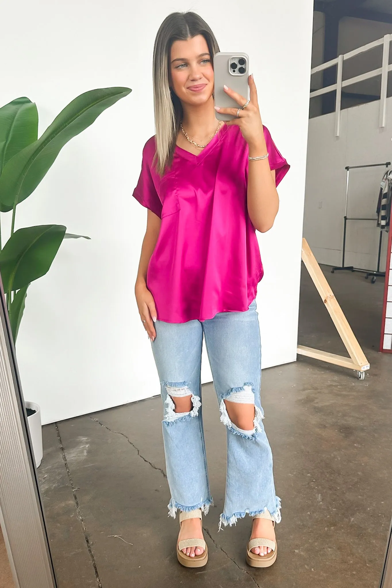 Elegant Mindset Satin Cap Sleeve Top - FINAL SALE