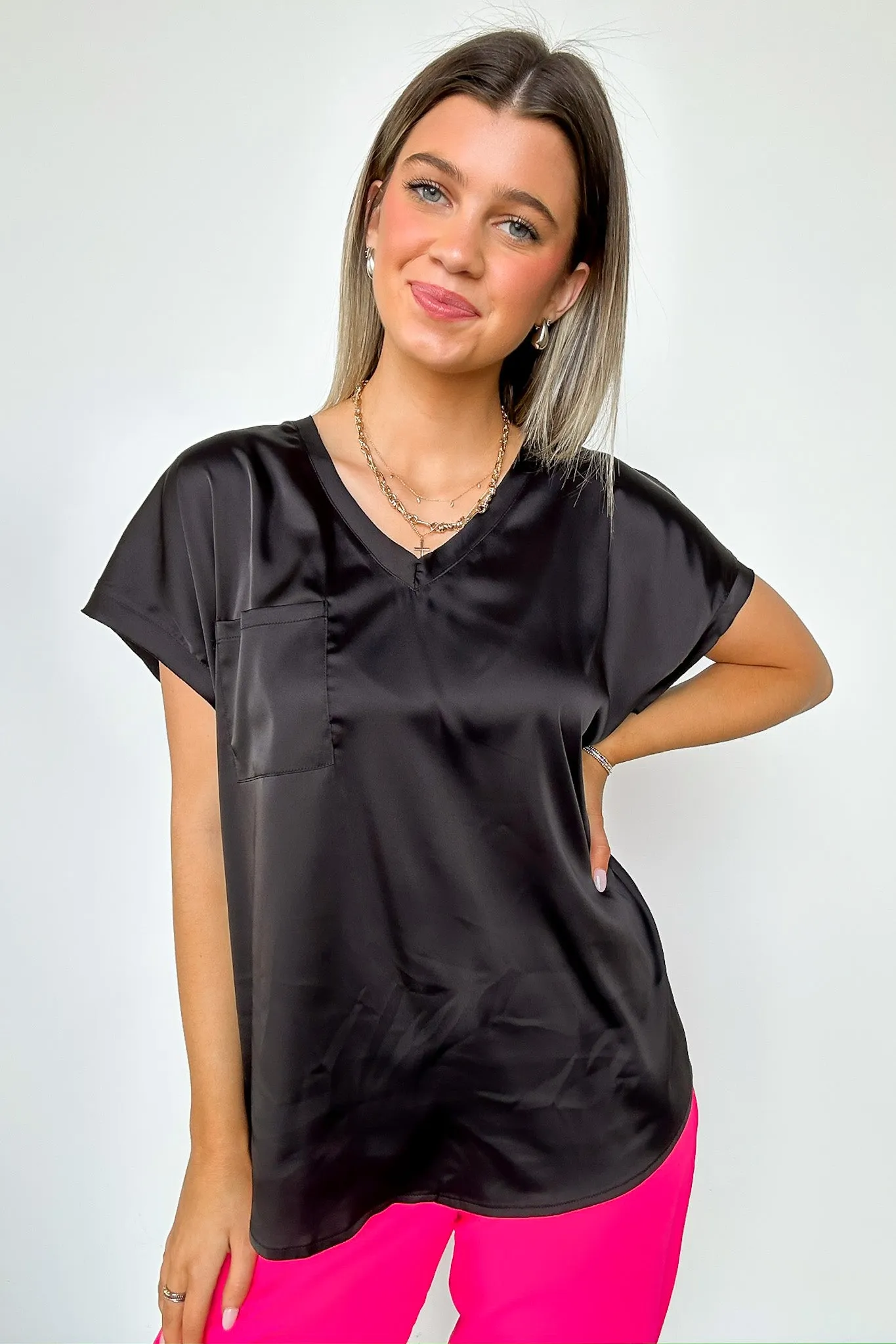 Elegant Mindset Satin Cap Sleeve Top - FINAL SALE